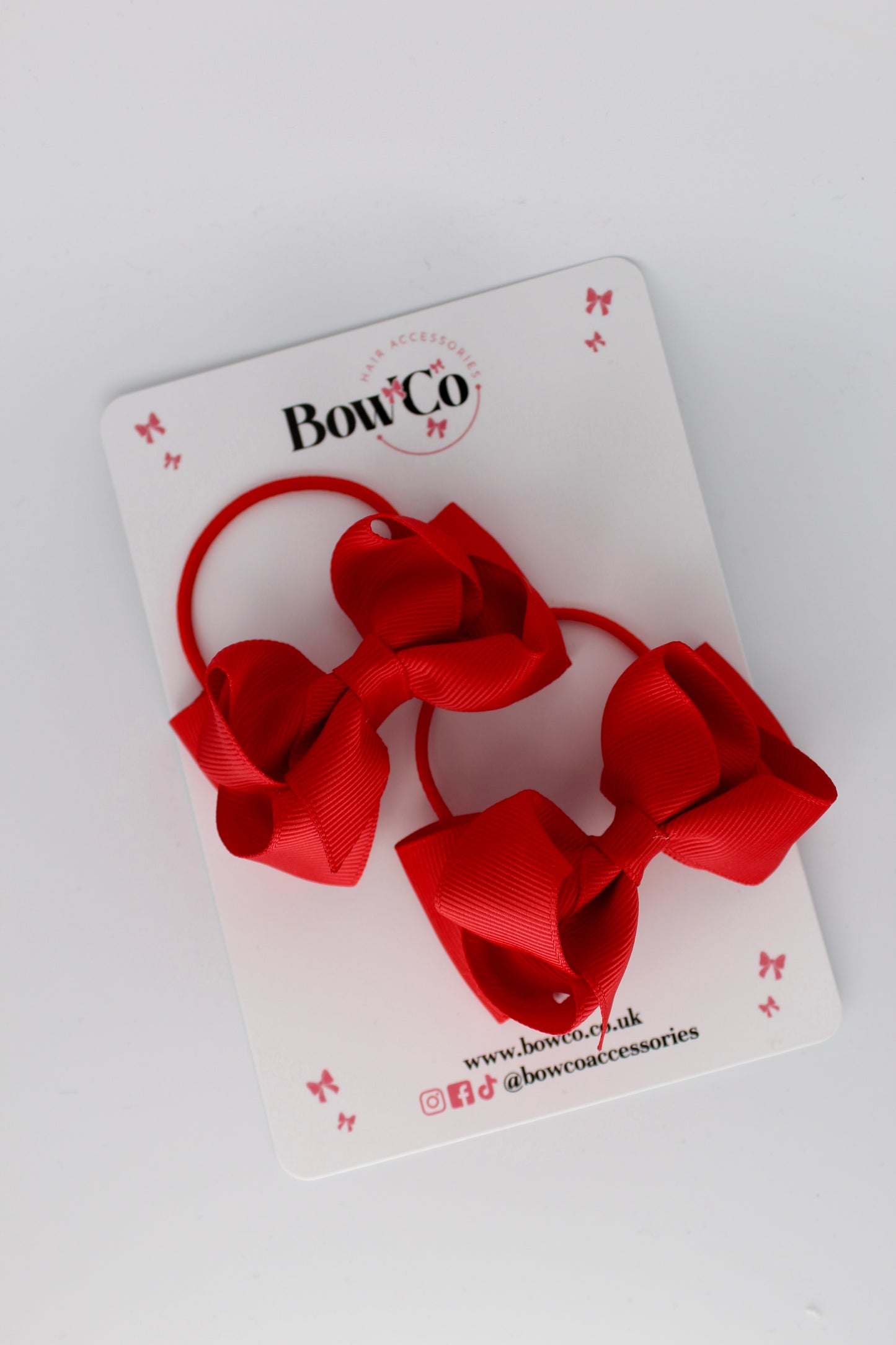 3 Inch Ruffle Bow - Elastic - 2 Pack - Red