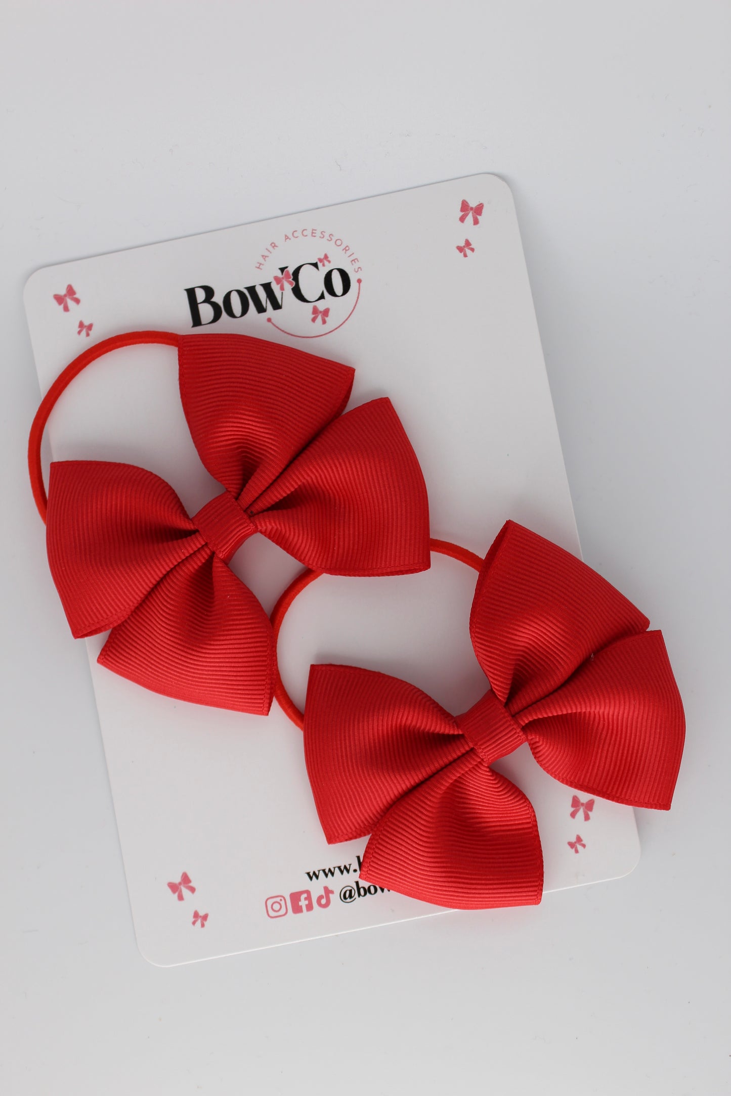3 Inch Twist Bow - 2 Pack - Elastic - Red
