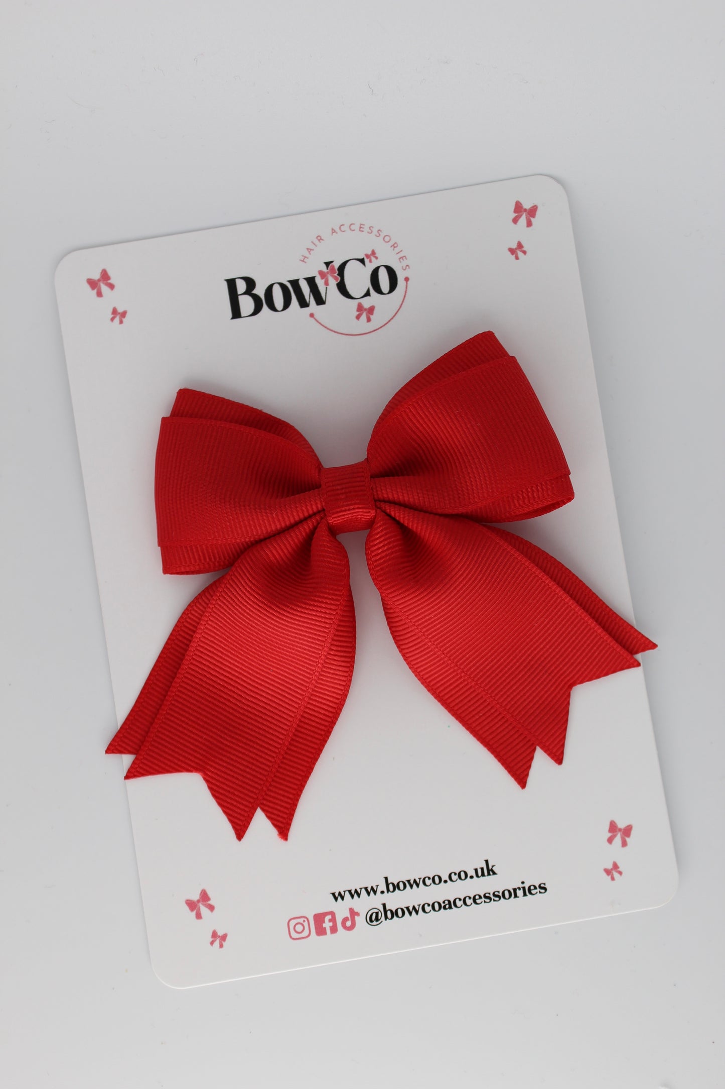 3 Inch Tail Bow Clip - Red