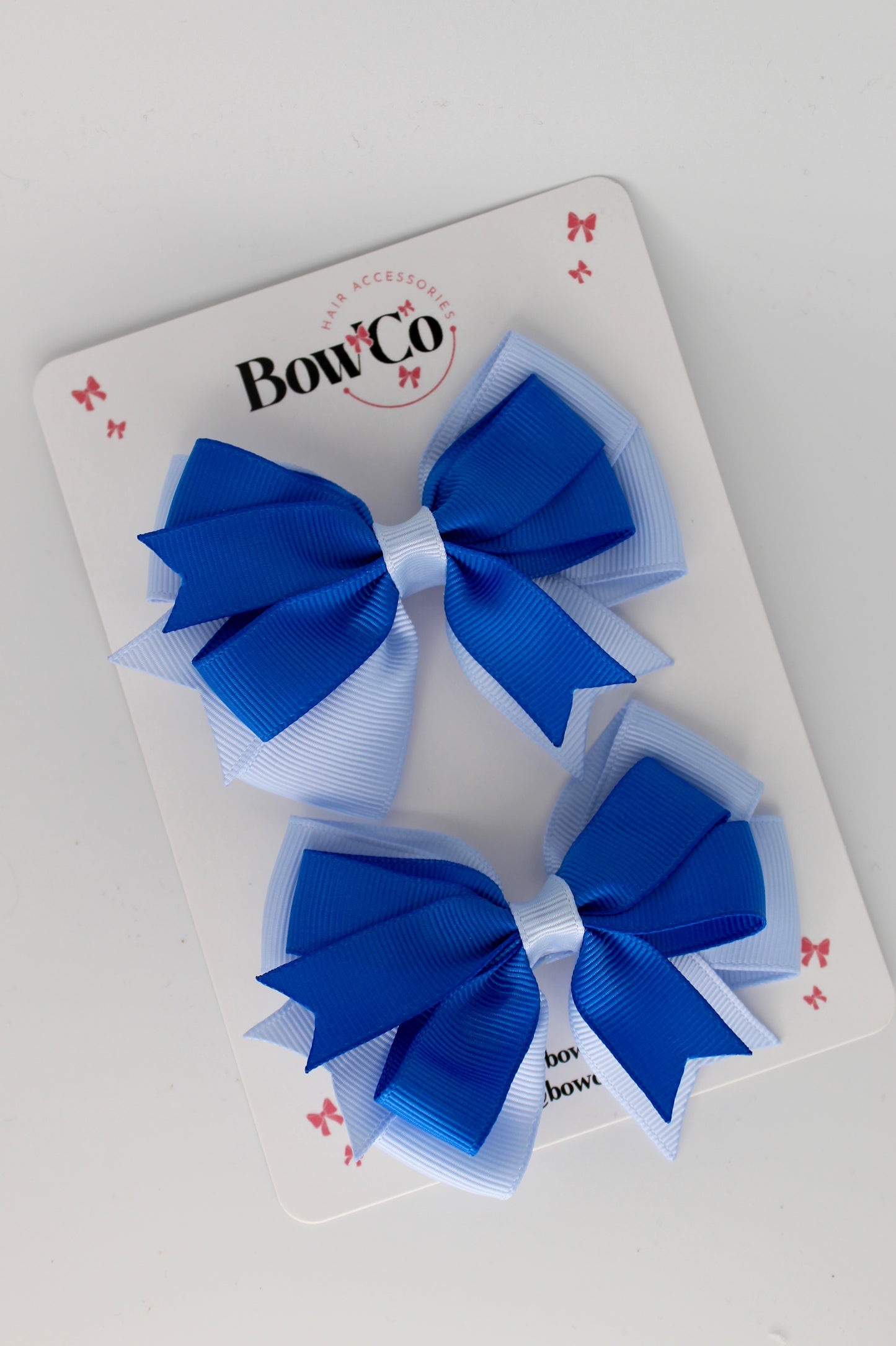 Royal Blue and Bluebell - Double Tail Bow Set - Clip