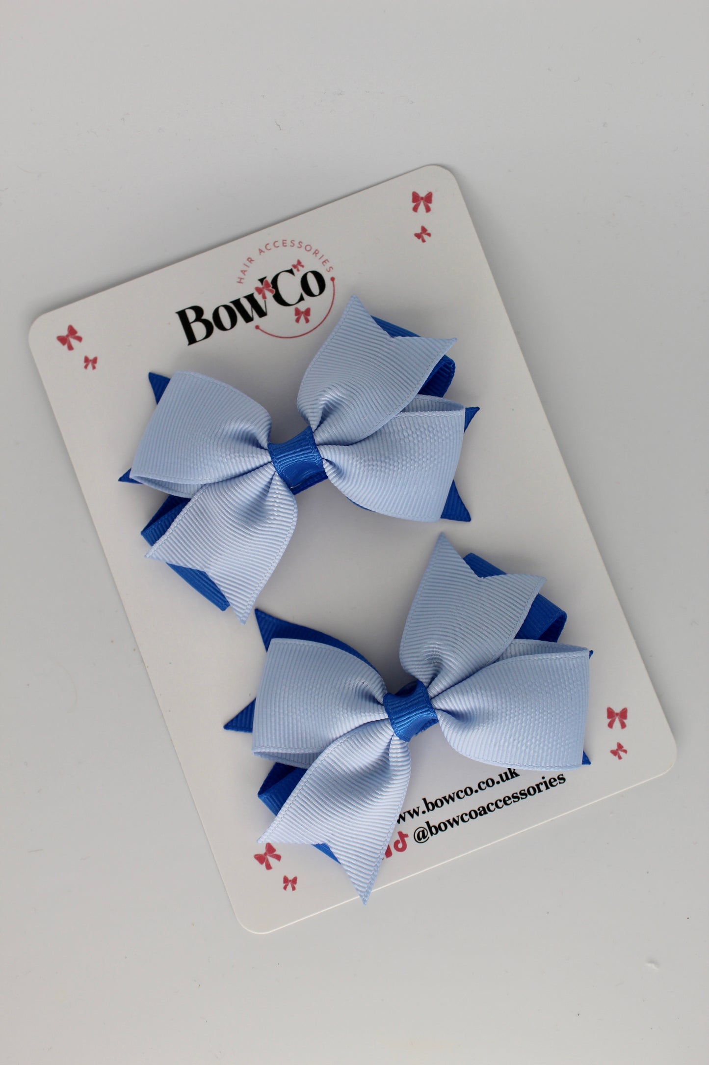 Royal Blue and Bluebell - Layer Tail Bow Set - Clip