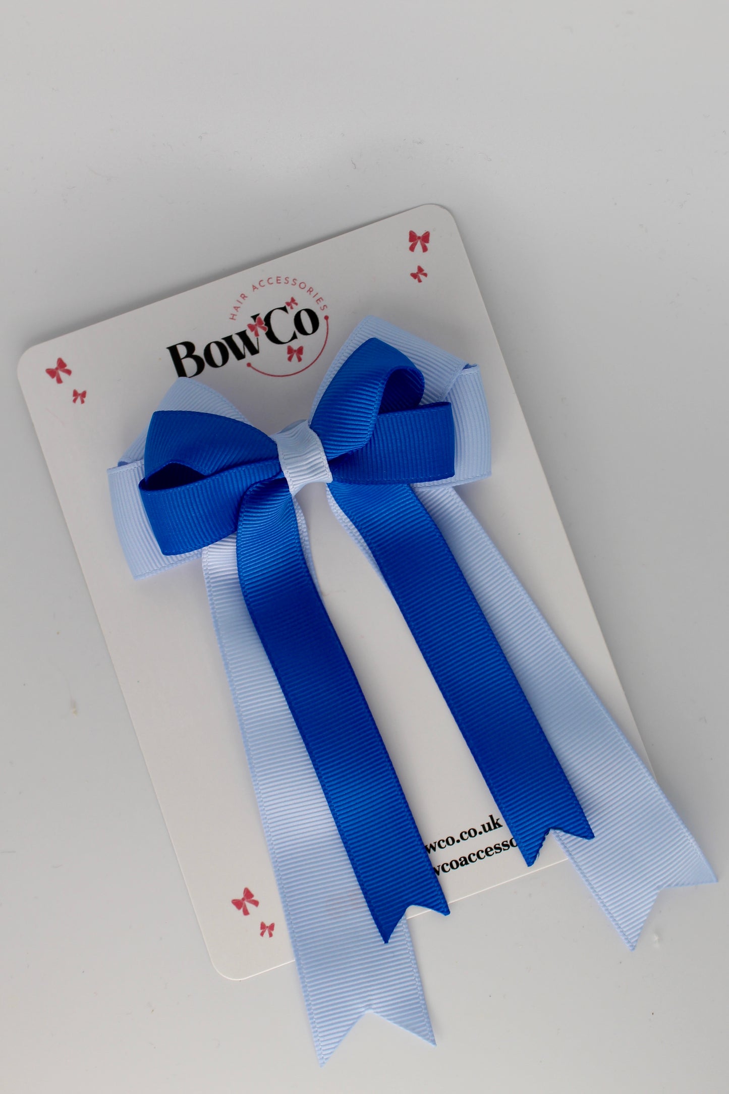 4.5 Inch Ponytail Double Bow - Royal Blue and Bluebell