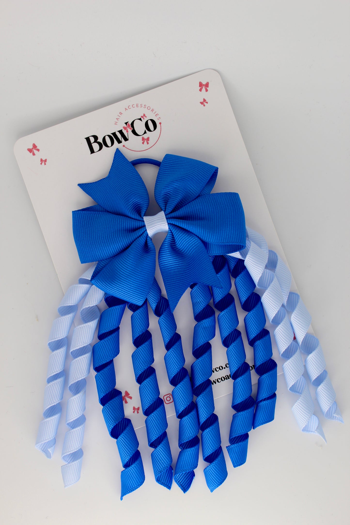 3 Inch Pinwheel Corker Bow - Elastic Bobble - Royal Blue and Bluebell