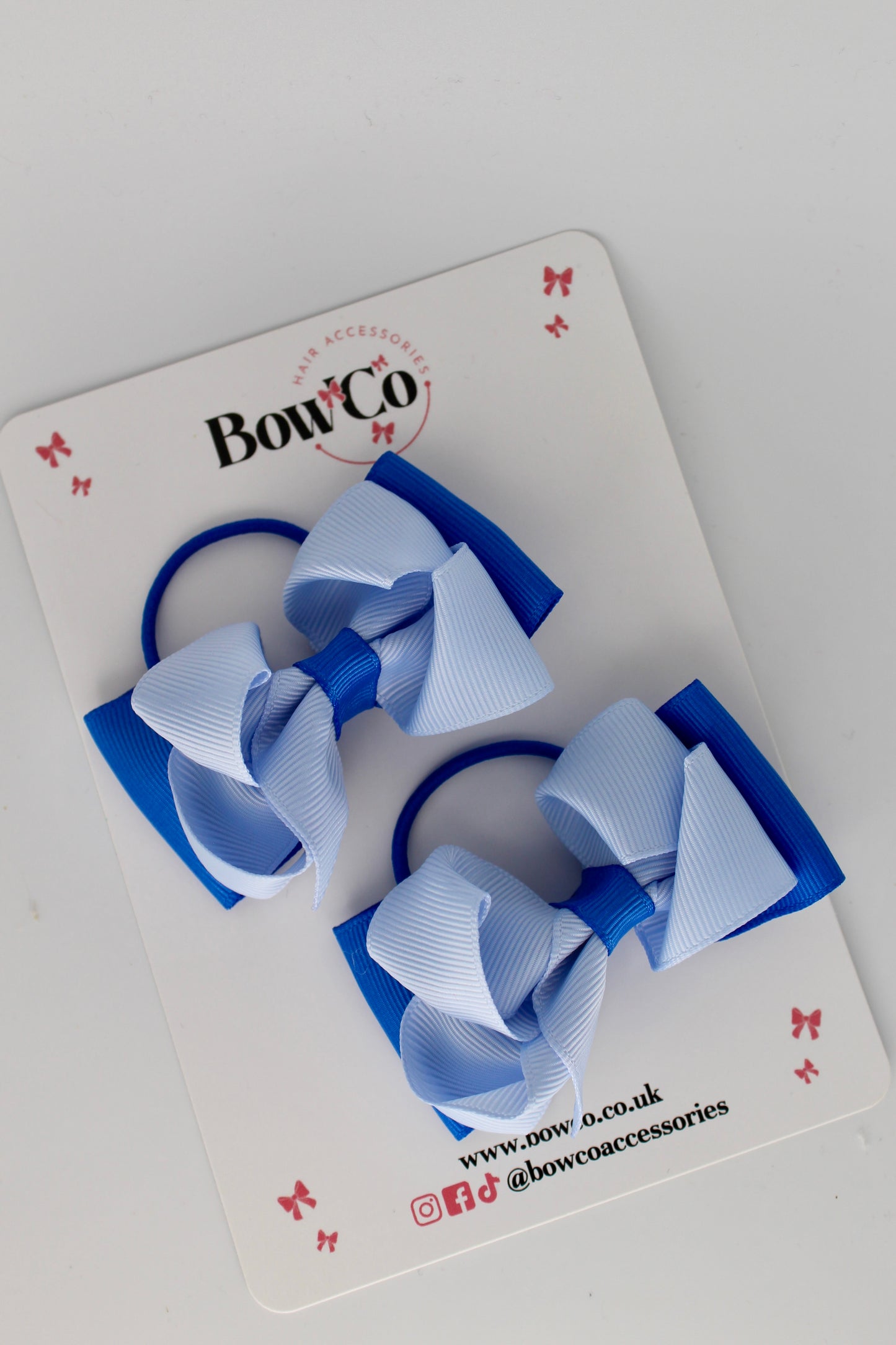 Royal Blue and Bluebell - Ruffle Bow Set - Elastic