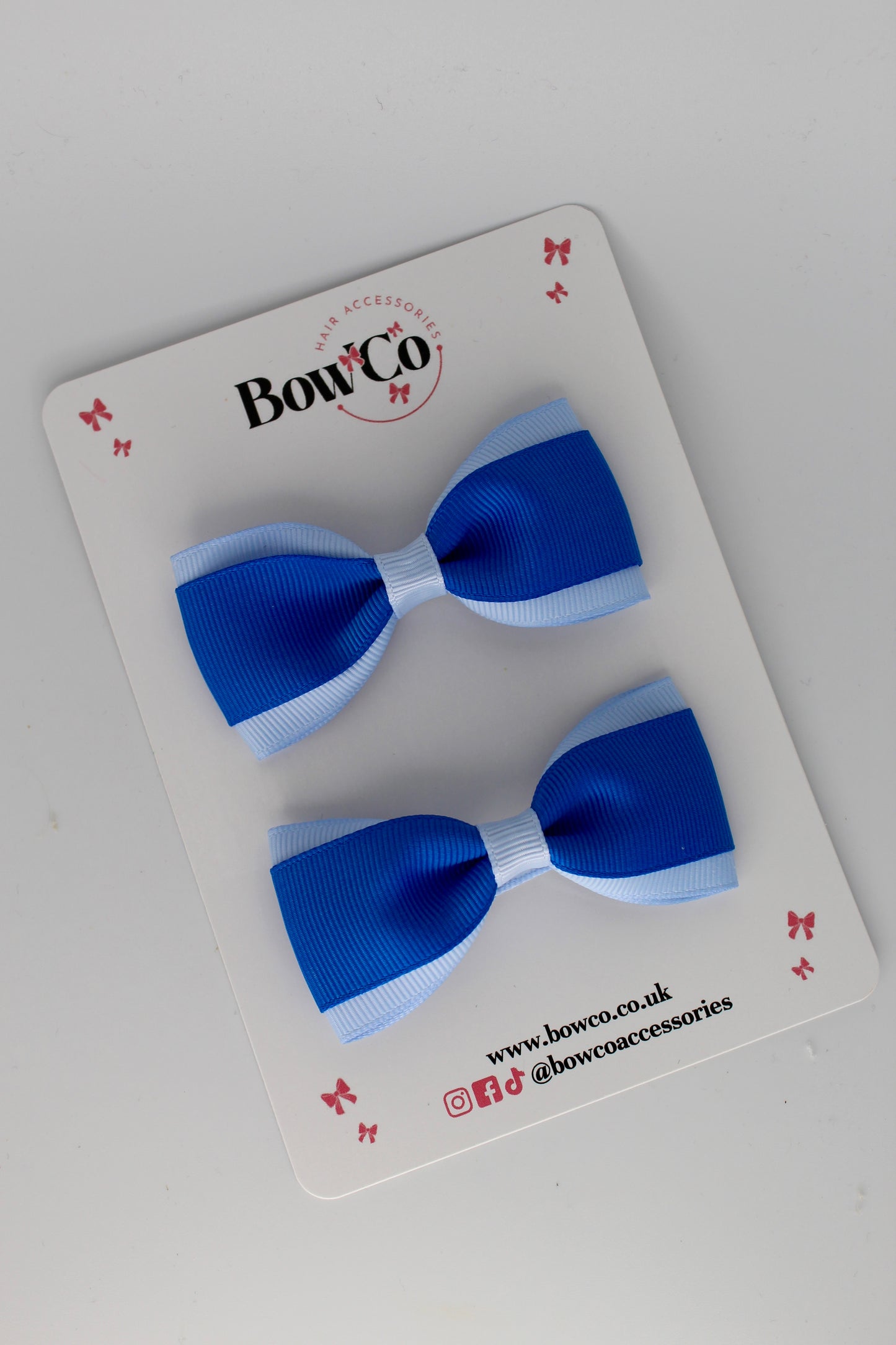 Royal Blue and Bluebell - Tuxedo Bow Set - Clip