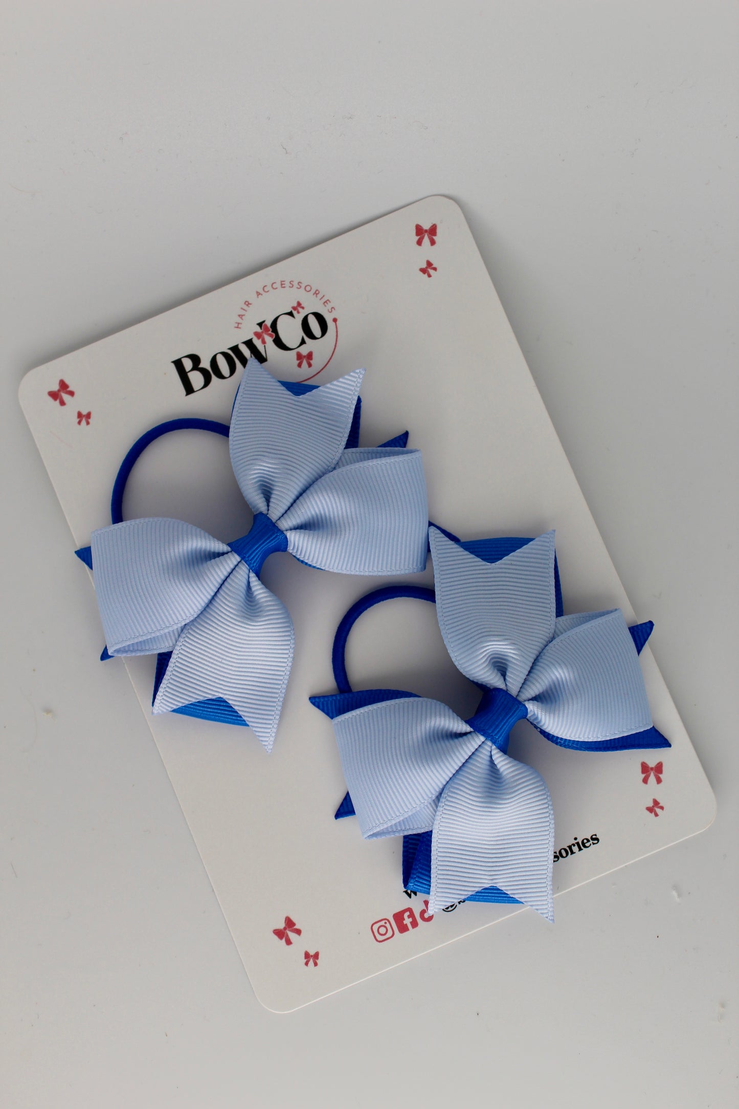 Royal Blue and Bluebell - Layer Tail Bow Set - Elastic