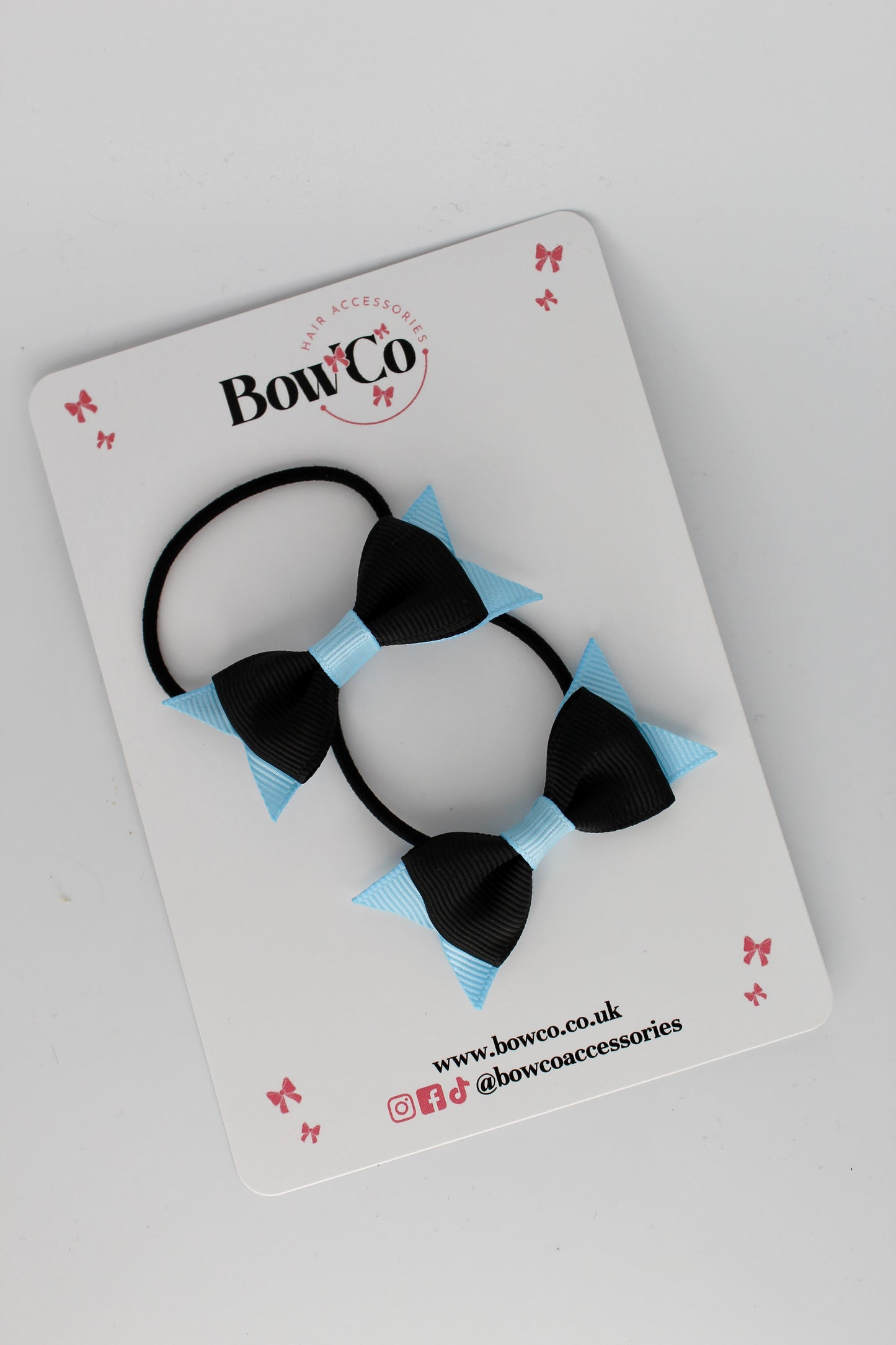 2.5 Inch Layer Tail Bow - Elastic - 2 Pack - Black and Blue Topaz