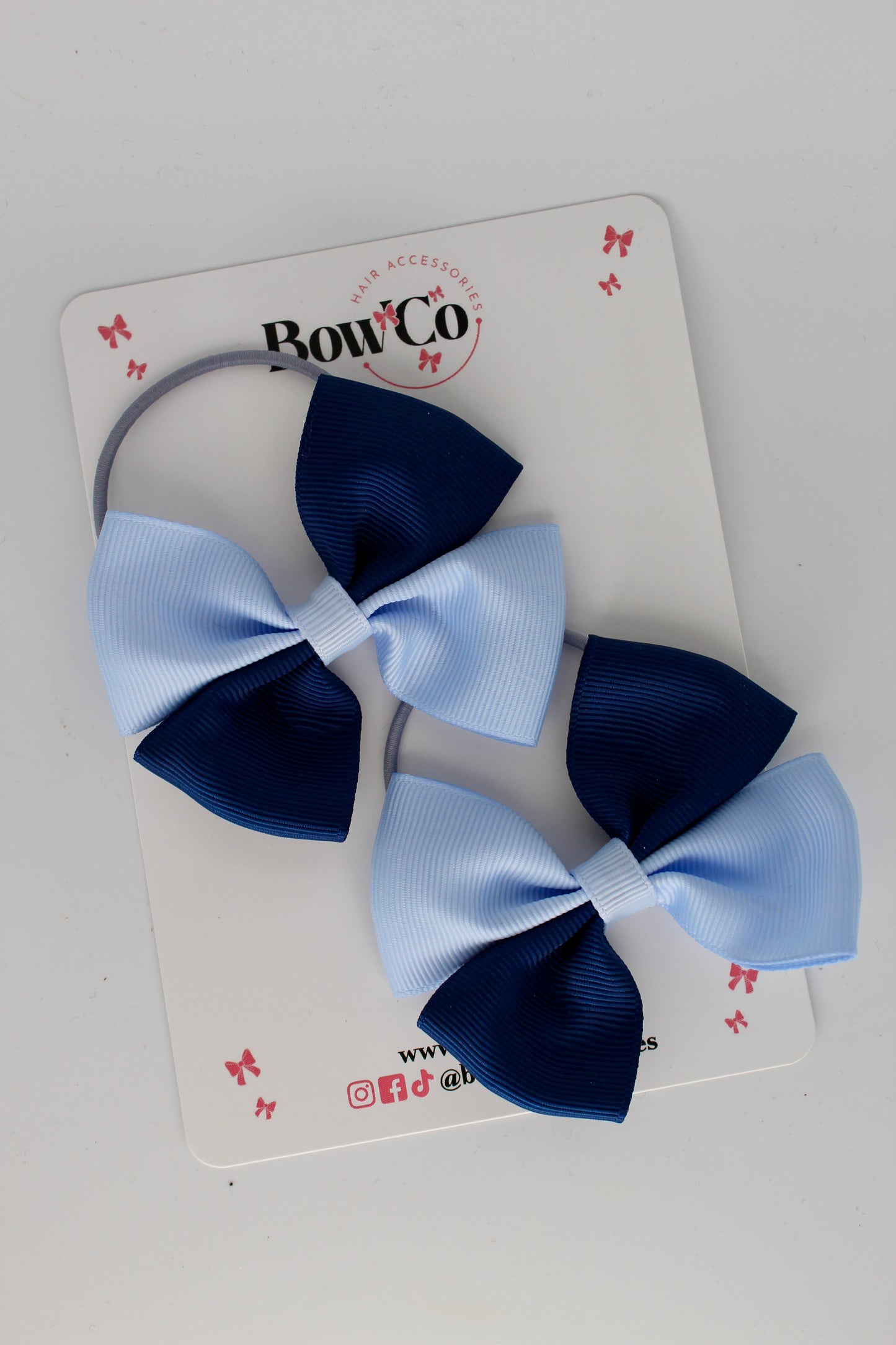 Navy and Bluebell - Twist Bow Set - Elastic