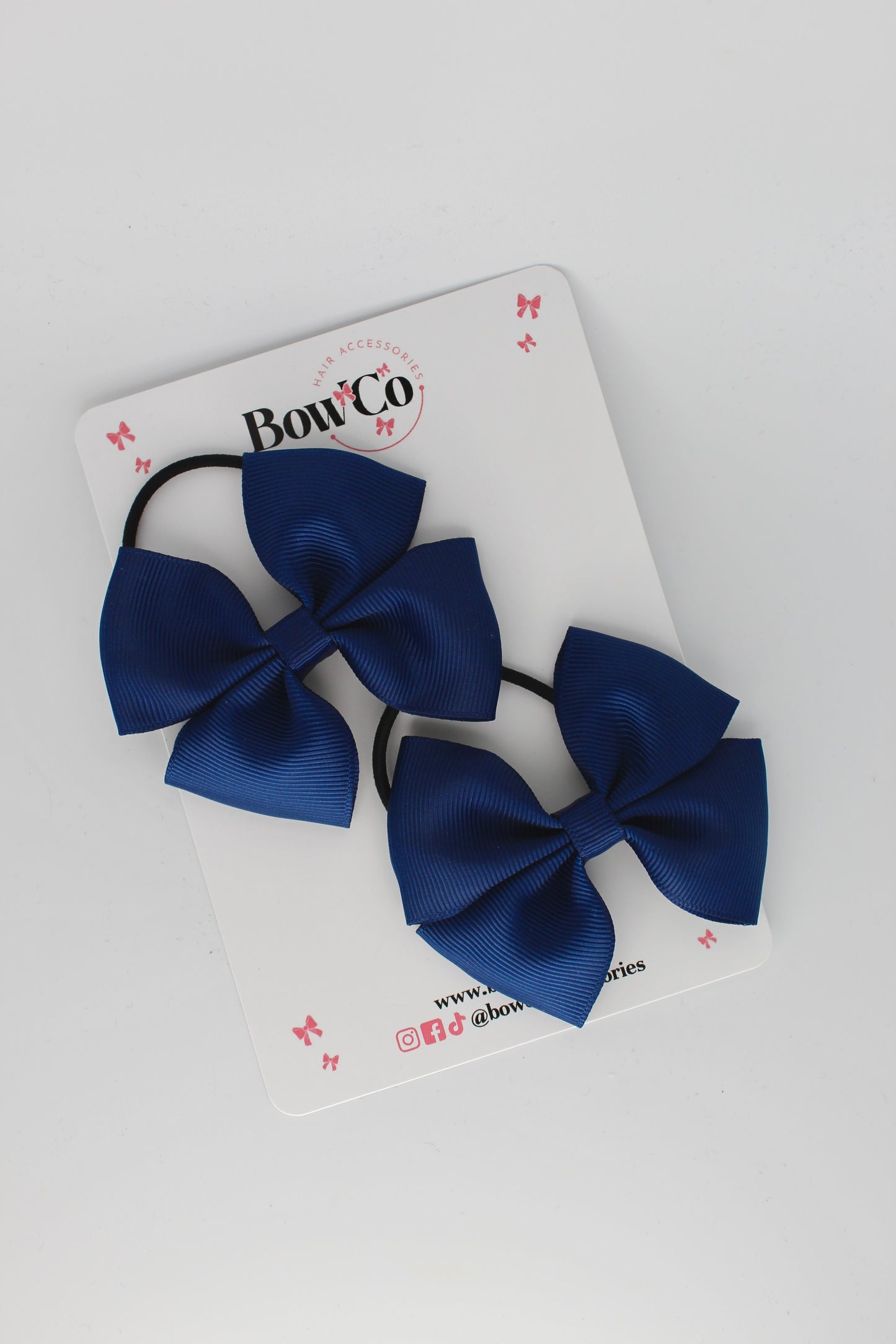 Navy Blue - Twist Bow Set - Elastic