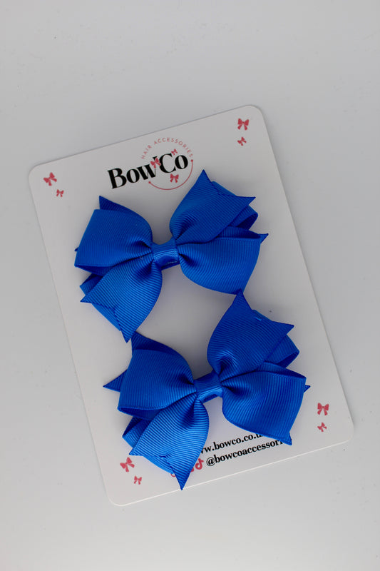 3 Inch Layer Tail Bow - Clip - 2 Pack - Royal Blue