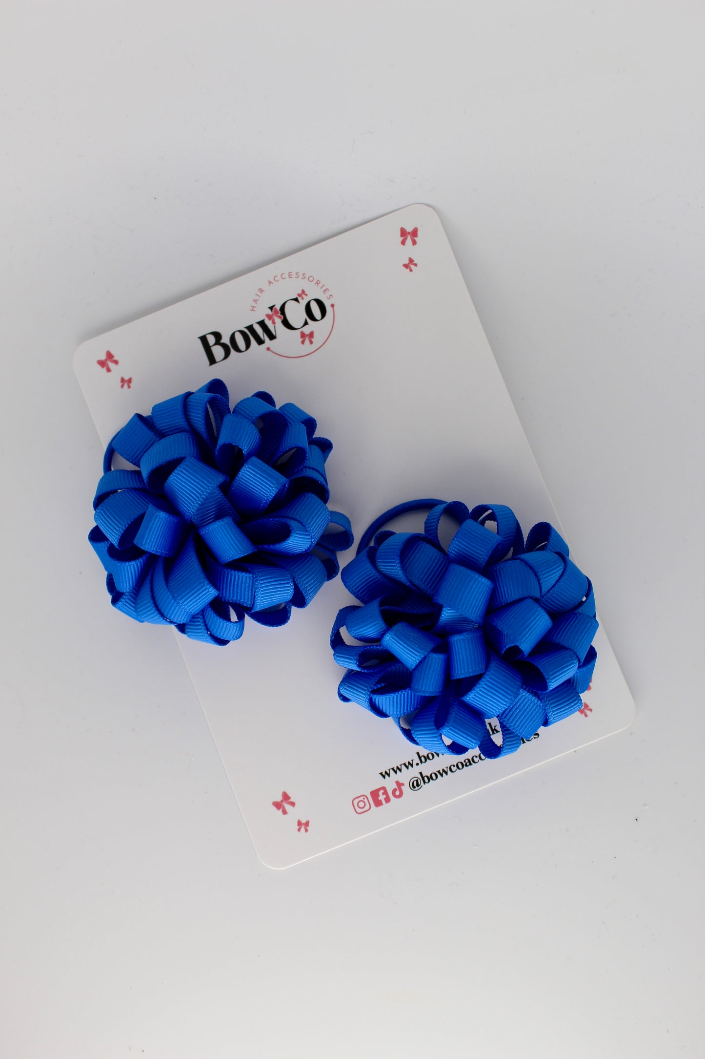 Pom Pom Bow Set - Elastic - Royal Blue