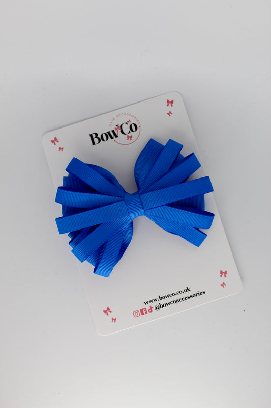 4 Inch Spiral Bow - 4 Inches - Clip - Royal Blue