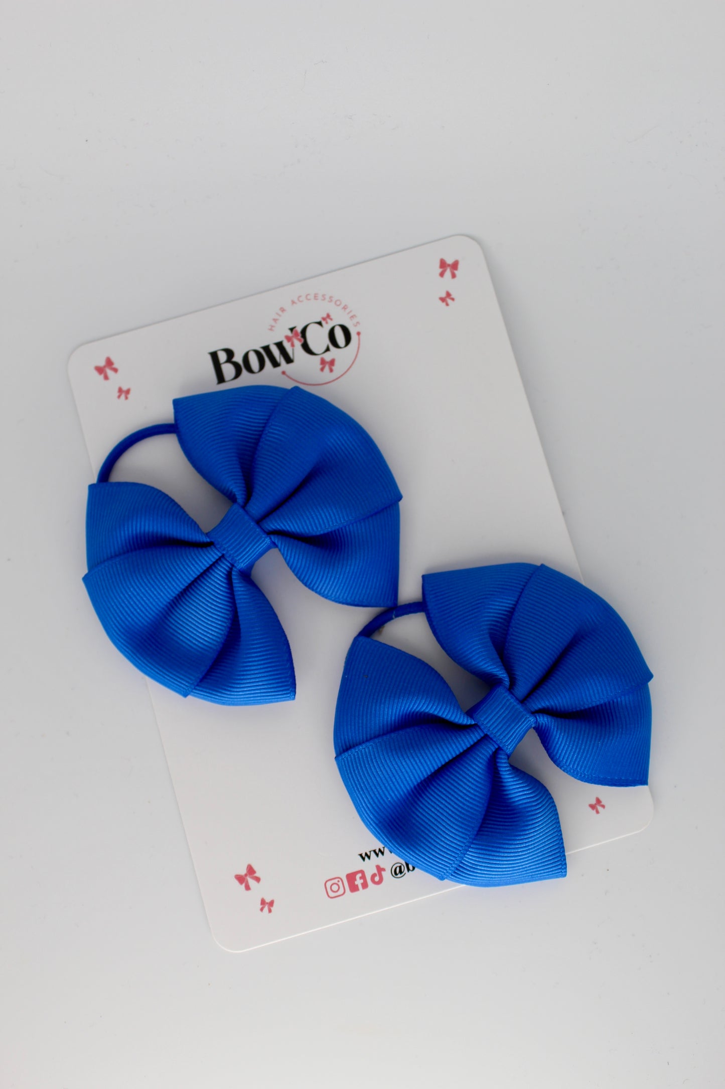 Royal Blue - Round Tuxedo Bow Set - Elastic