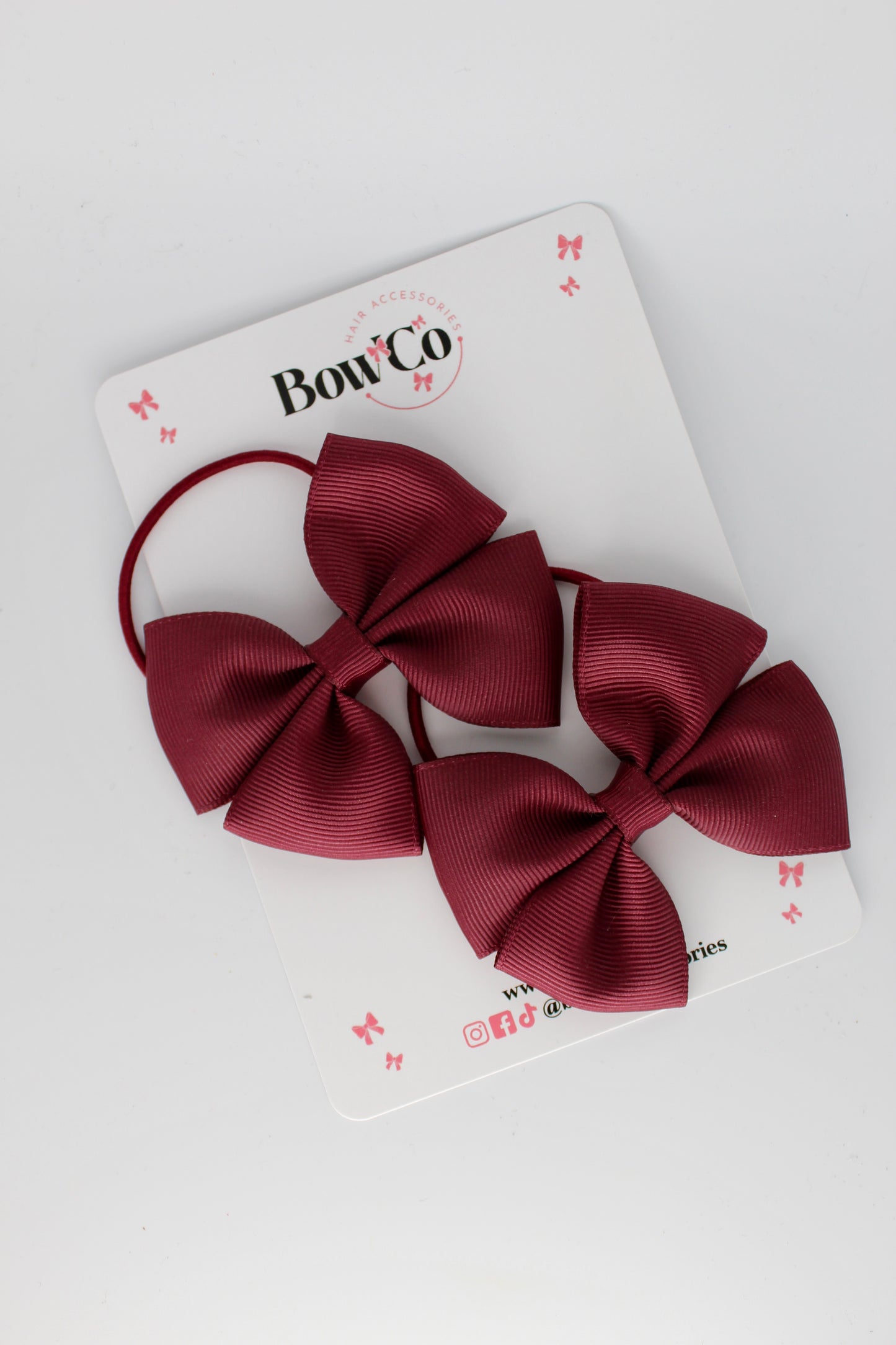 Burgundy - Twist Bow Set - Elastic