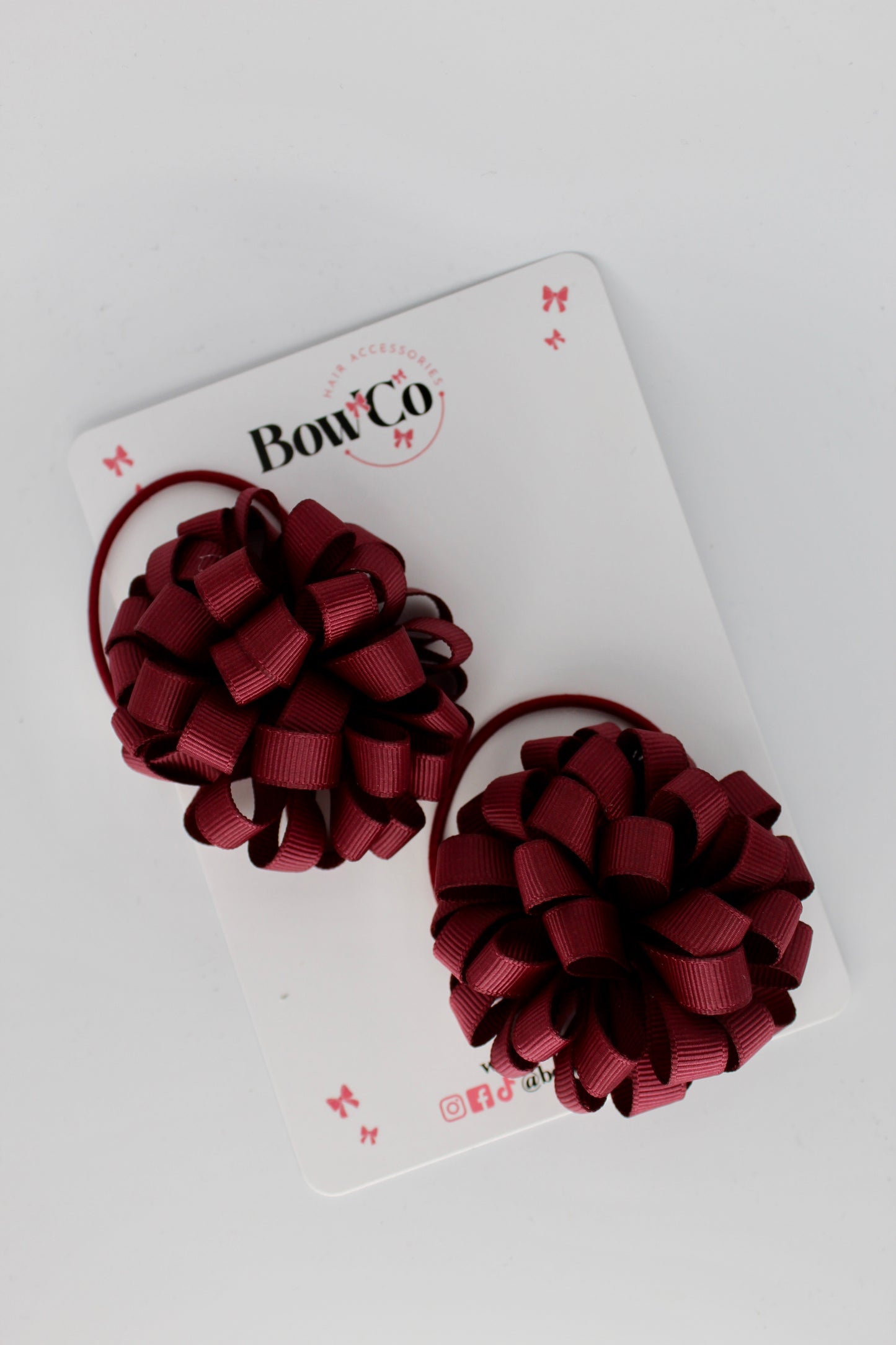 2.5 Inches Pom Pom Elastic Bobble - Burgundy