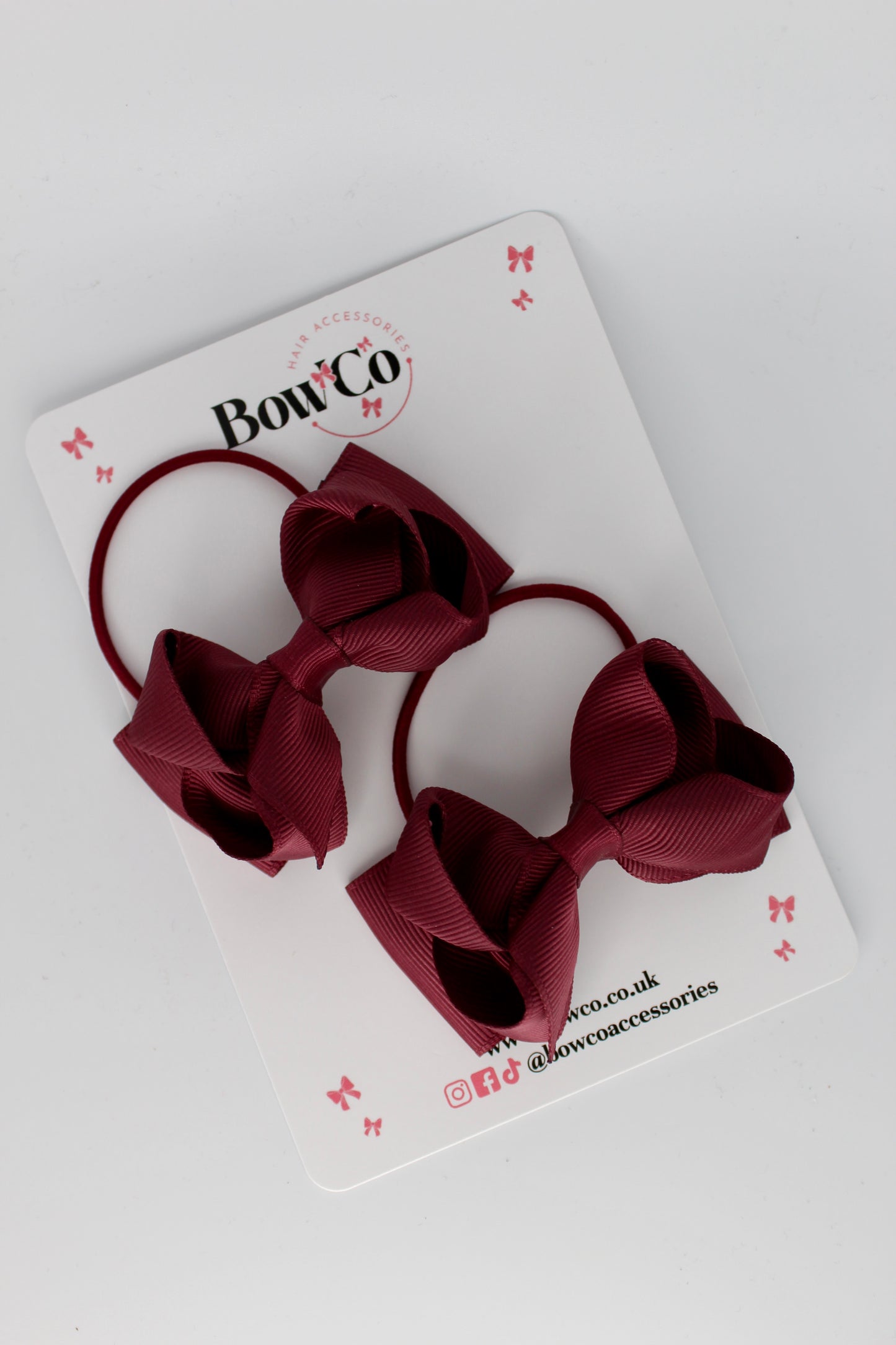 Burgundy - Ruffle Bow Set - Elastic