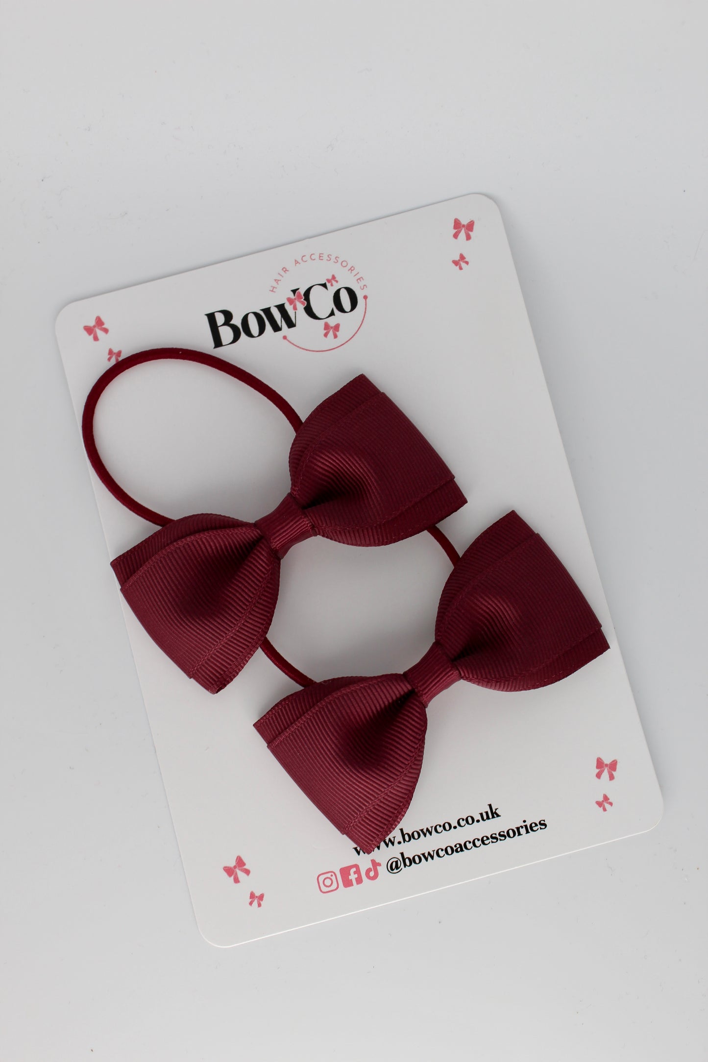 Burgundy - Tuxedo Bow Set - Elastic