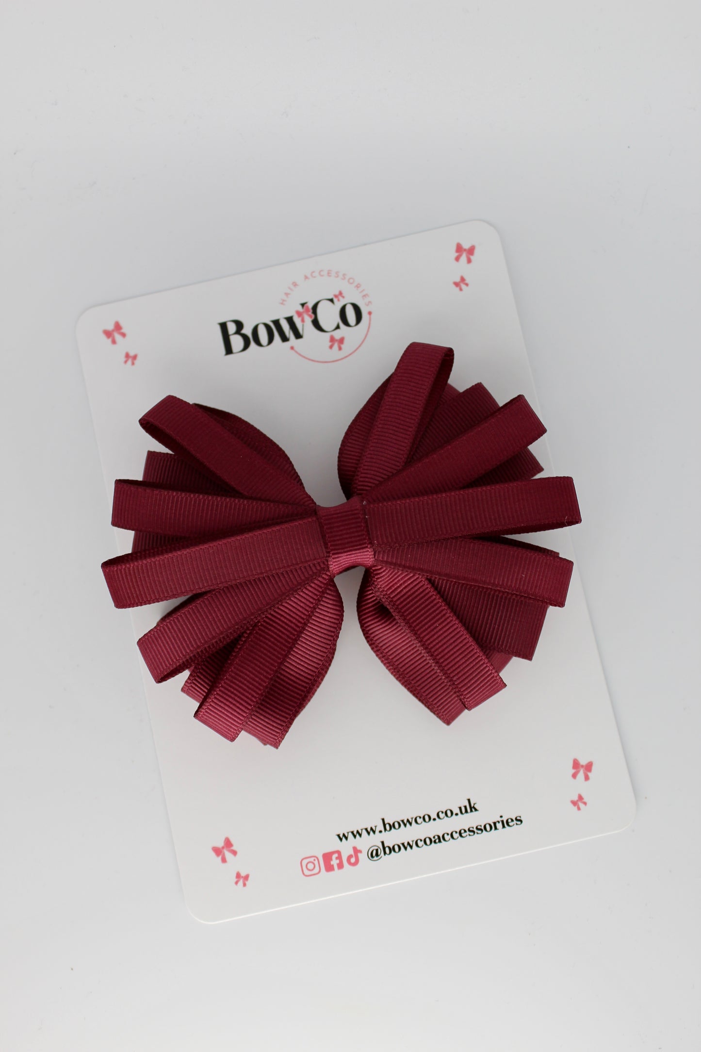 School Bow Burgundy - Spiral Bow - Clip