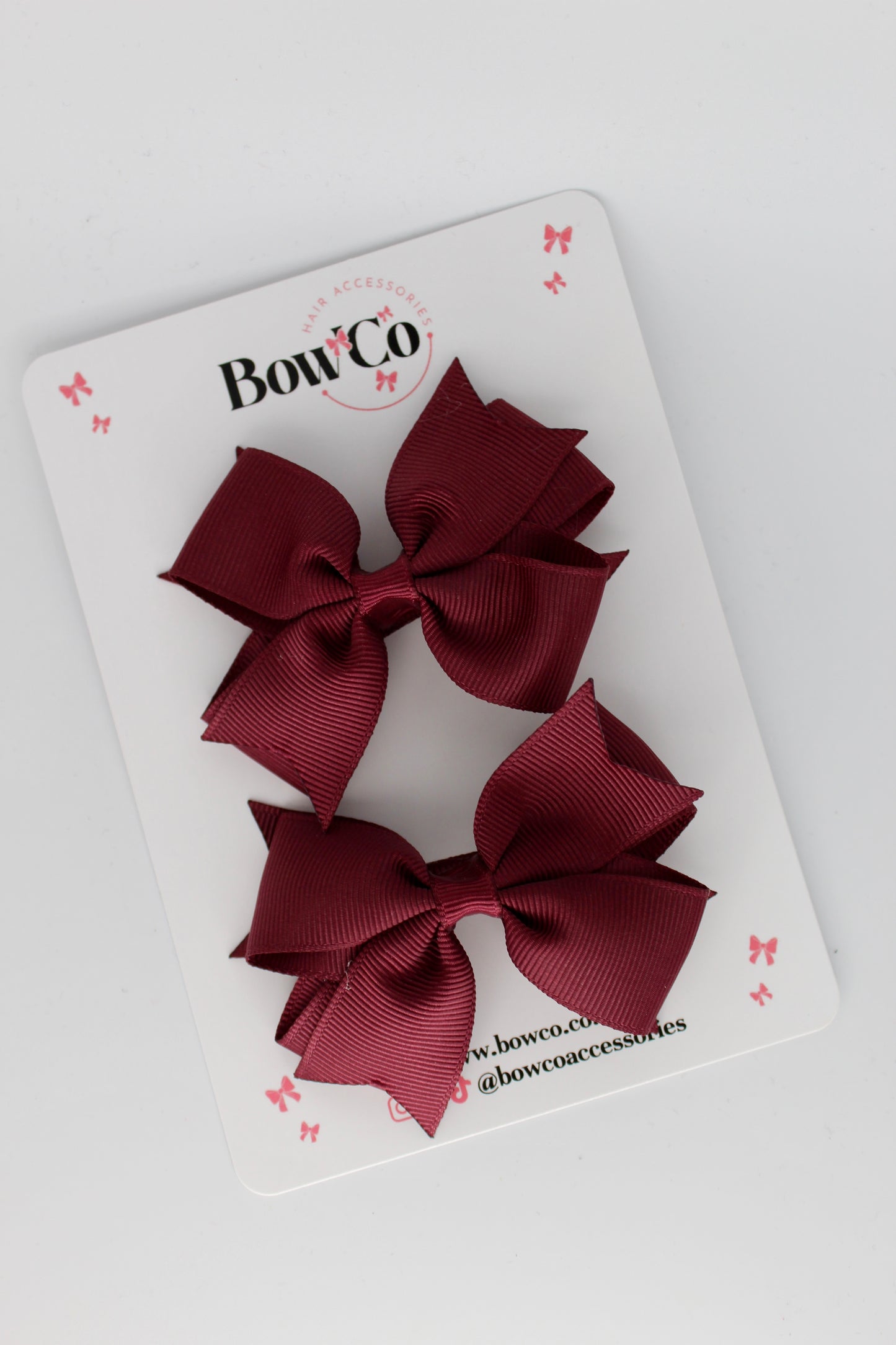 Burgundy - Layer Tail Bow Set - Clip