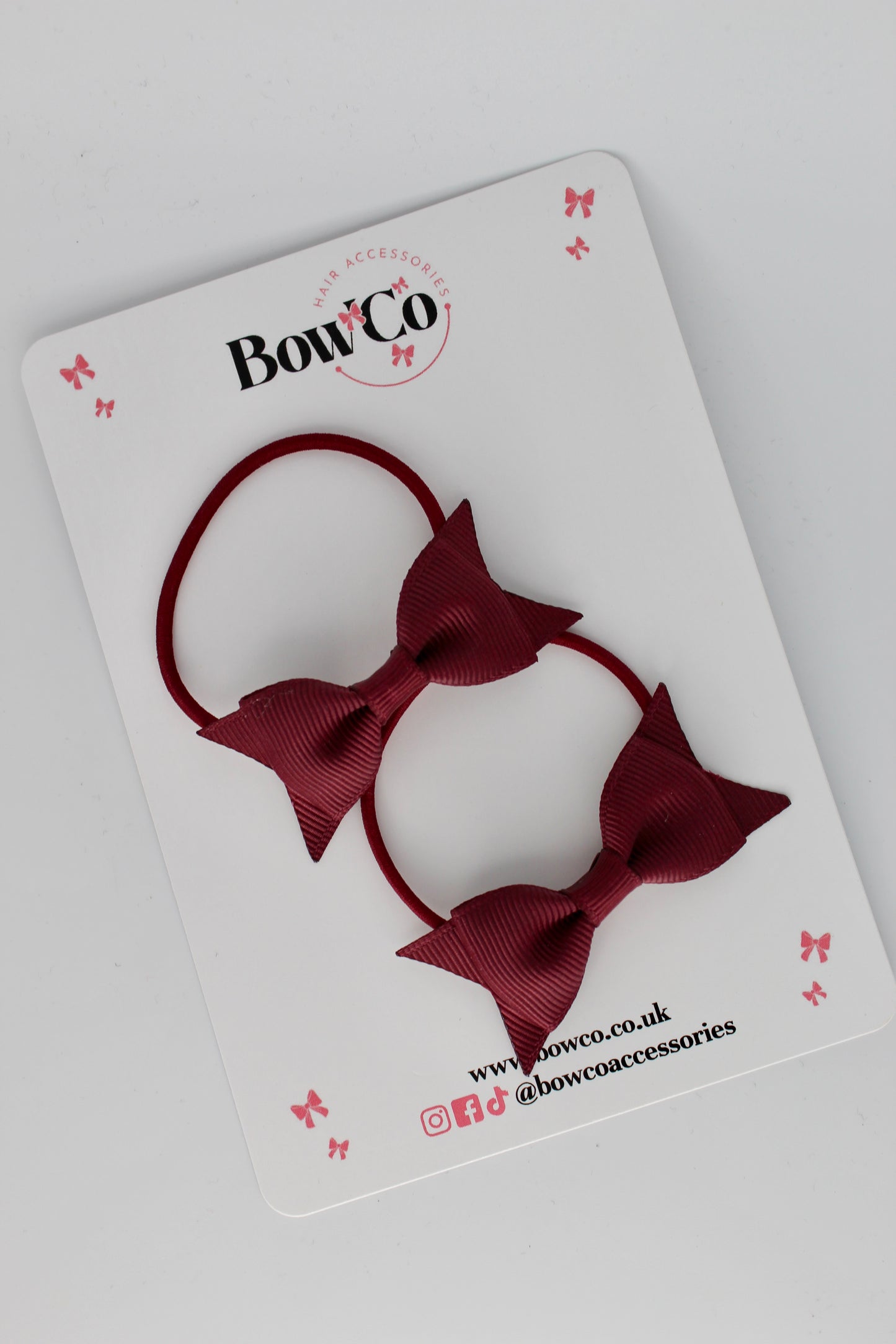 2.5 Inch Layer Tail Bow - Elastic - 2 Pack - Burgundy