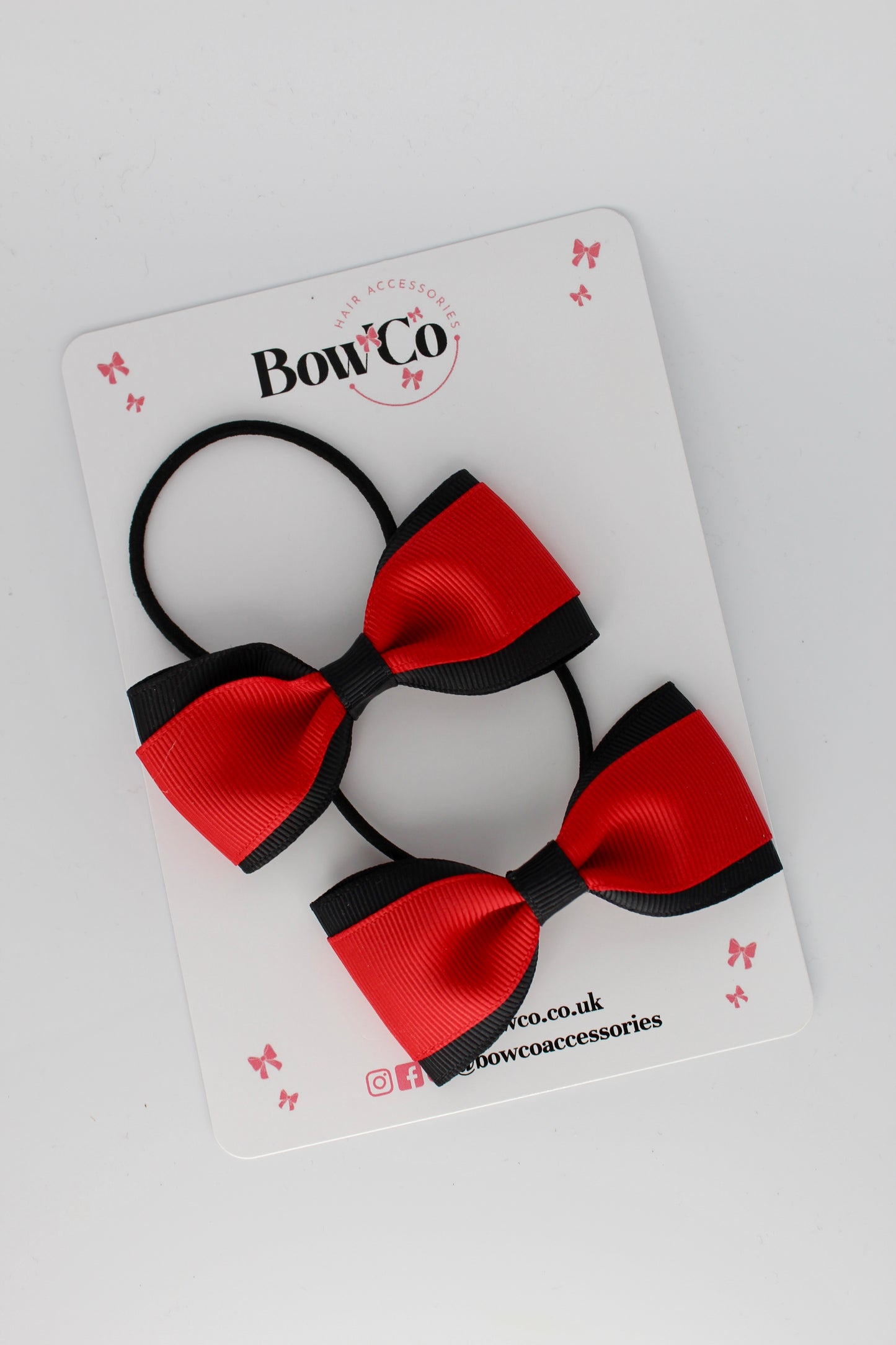 Red and Black - Tuxedo Bow Set - Elastic