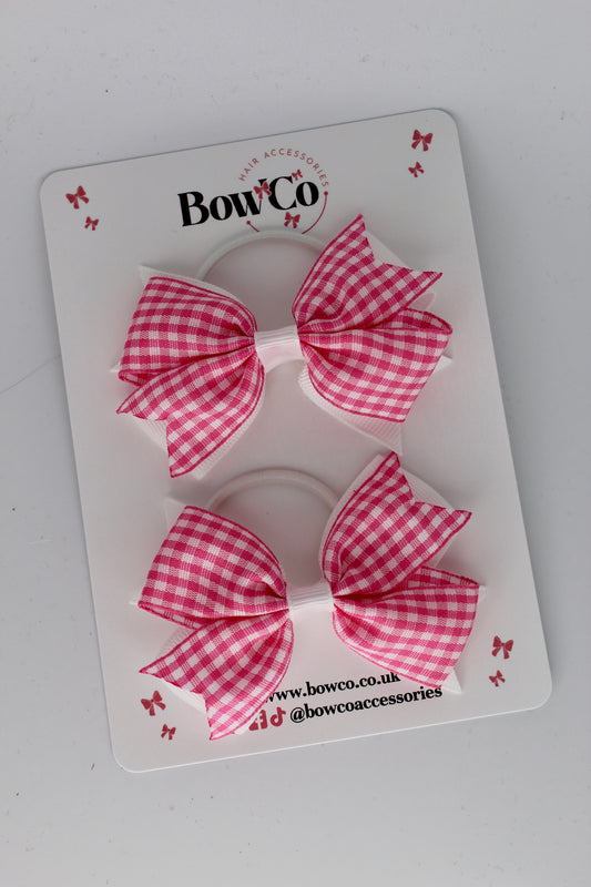 3 Inch Layer Tail Gingham Pink Bow