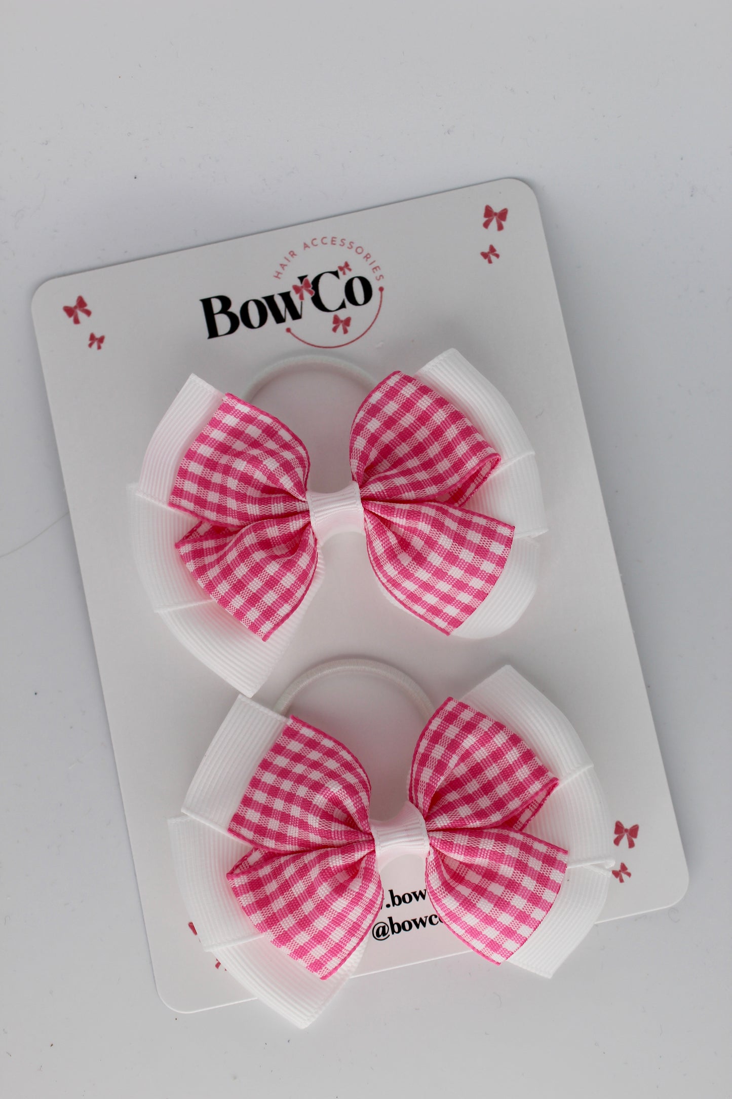 3.5 inch Gingham Pink Pinwheel Bow