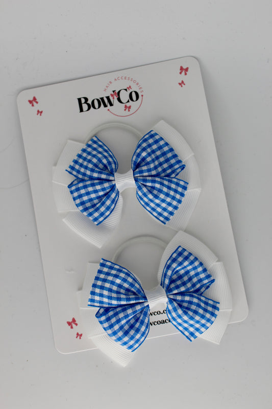 Pinwheel Bow - Royal Blue Gingham - Elastic