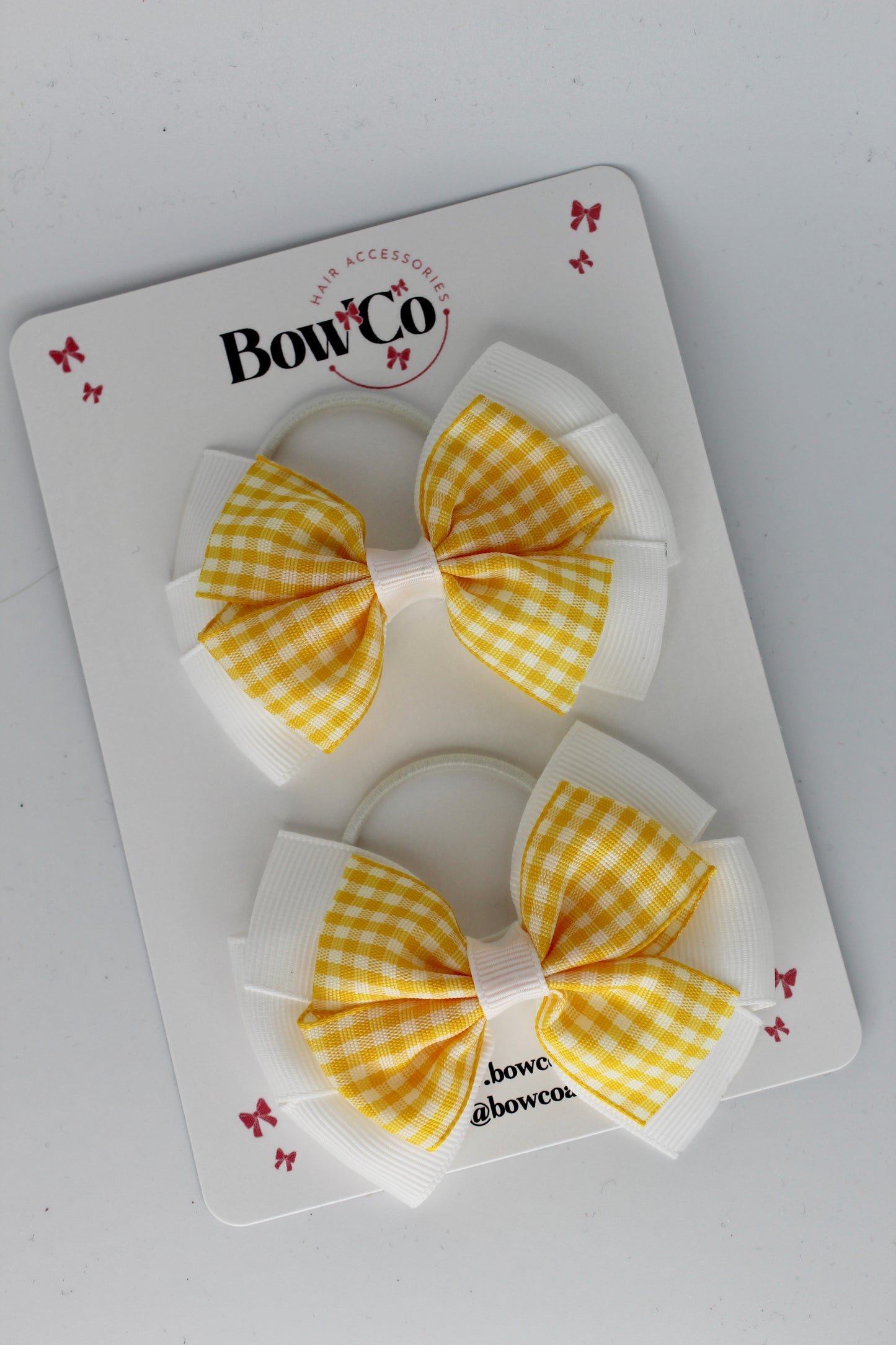 Pinwheel Bow Set - Yellow Gingham - Elastic