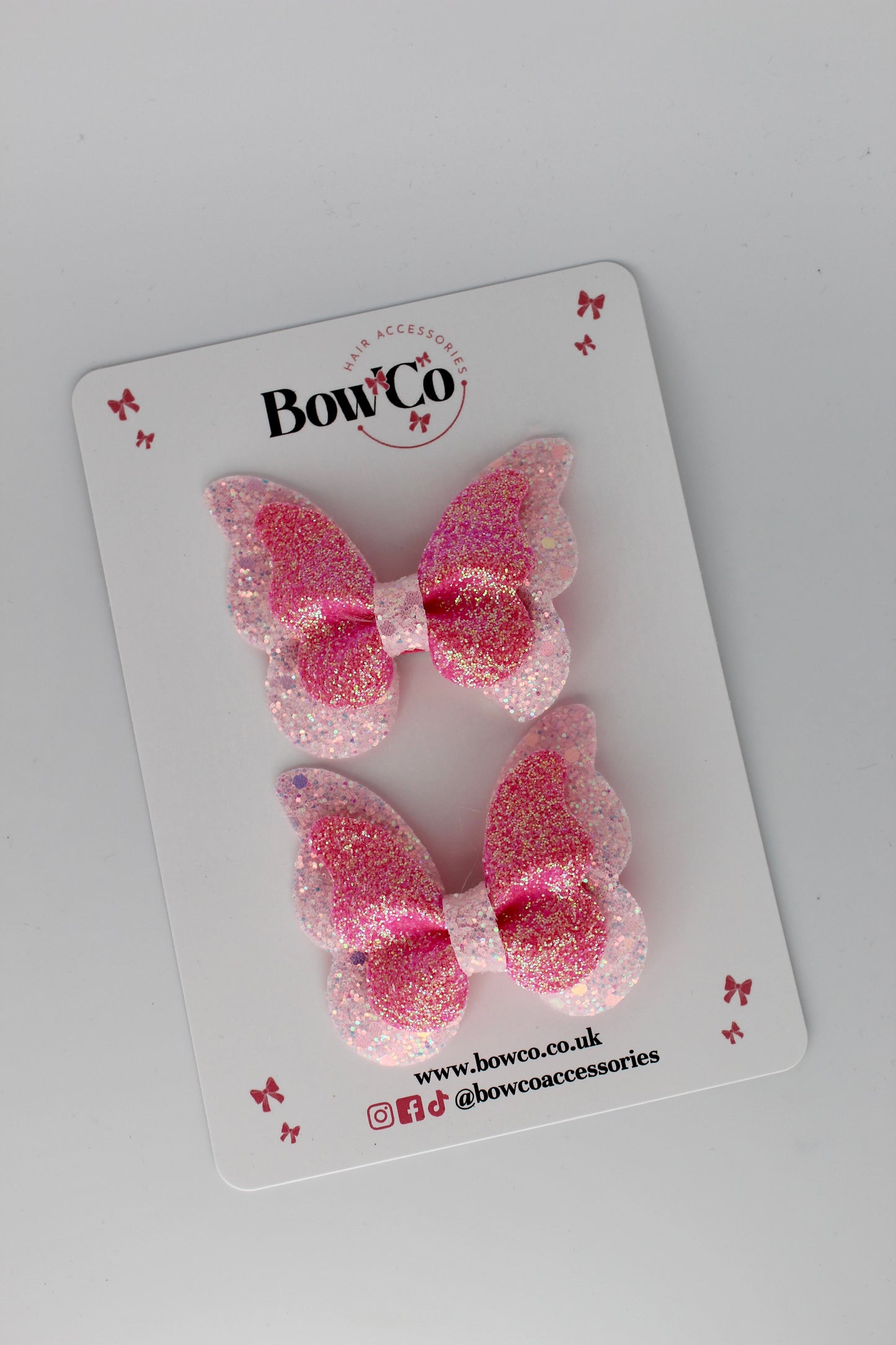 Butterfly Pink Glitter - 2 Pack - Clips