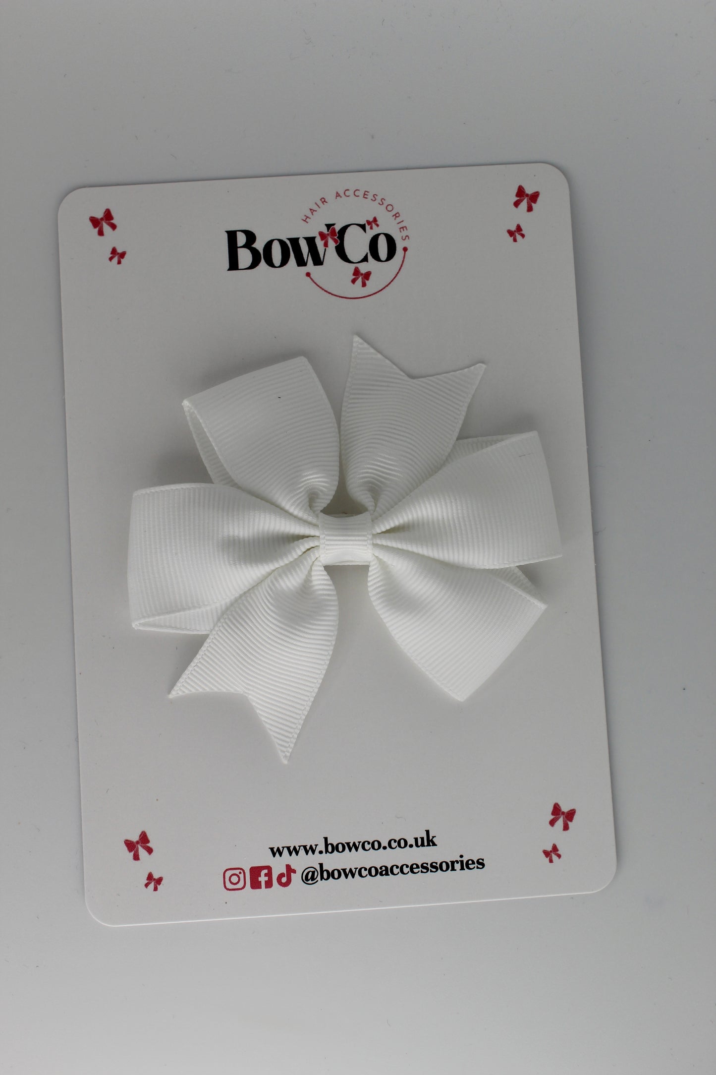 3.5 inch Pinwheel Bow - White - Clip