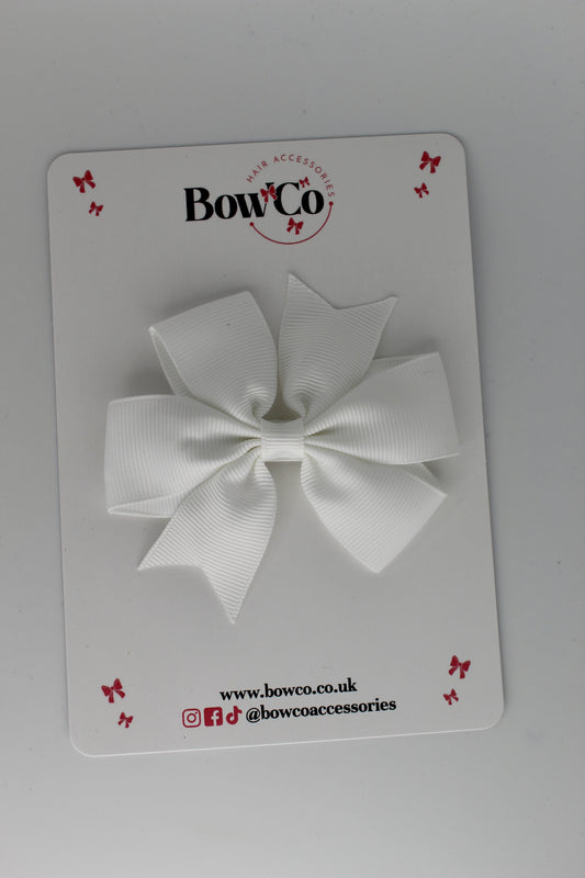 3.5 inch Pinwheel Bow - White - Clip