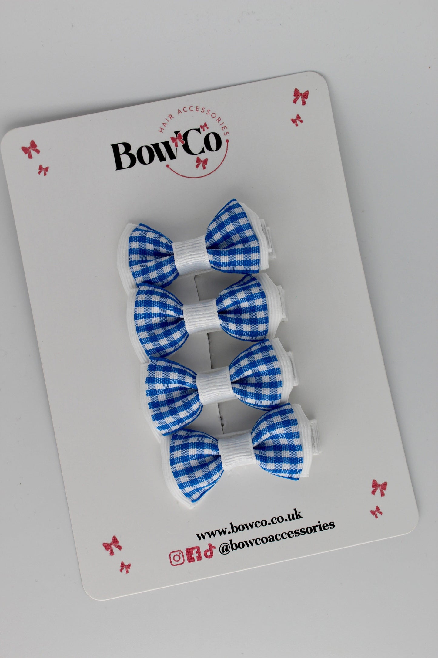Set of 4 Royal Blue Gingham Clips
