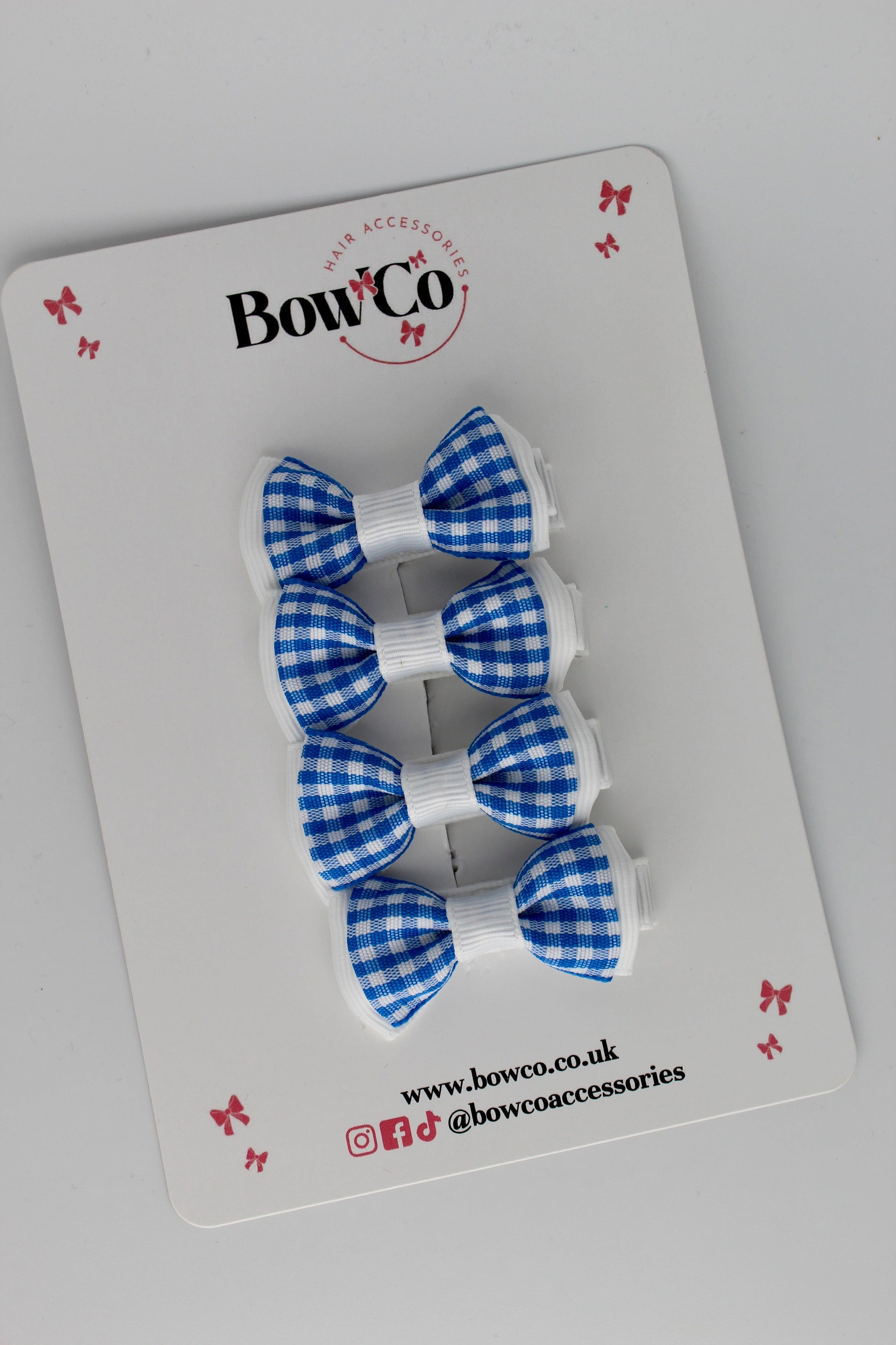 Set of 4 Royal Blue Gingham Clips