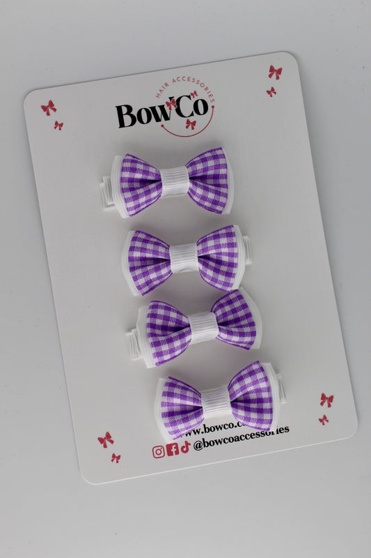 Set of 4 Lilac Gingham Clips