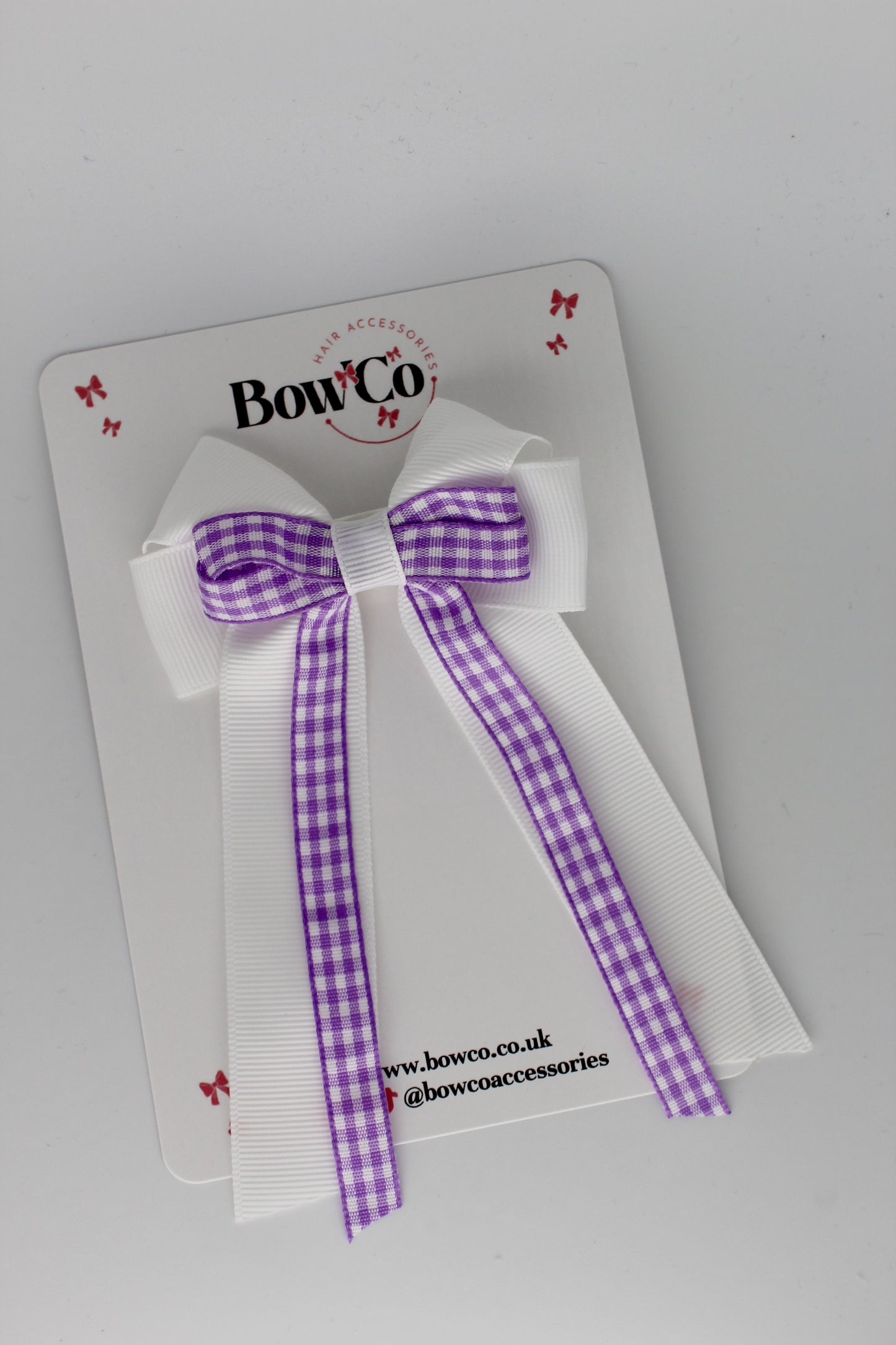 3.5 Inch Loop Bow Clip - Lilac Gingham