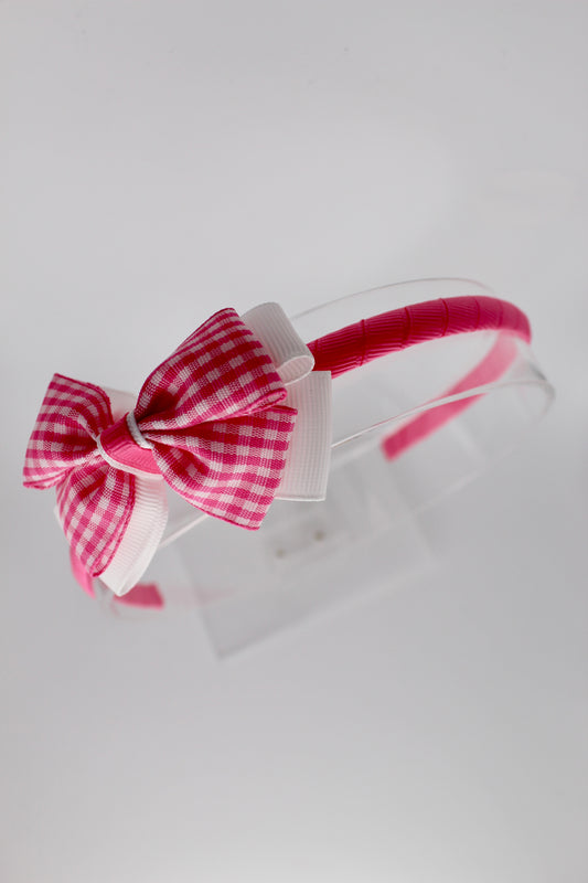 Bow Hairband - Pink Gingham