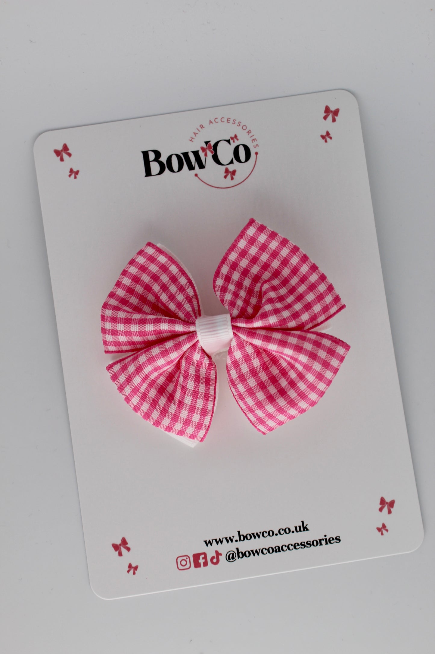 Double Bow Pink Gingham Clip