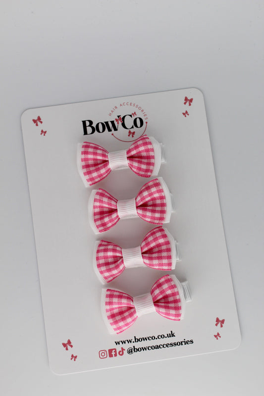Set of 4 Pink Gingham Clips