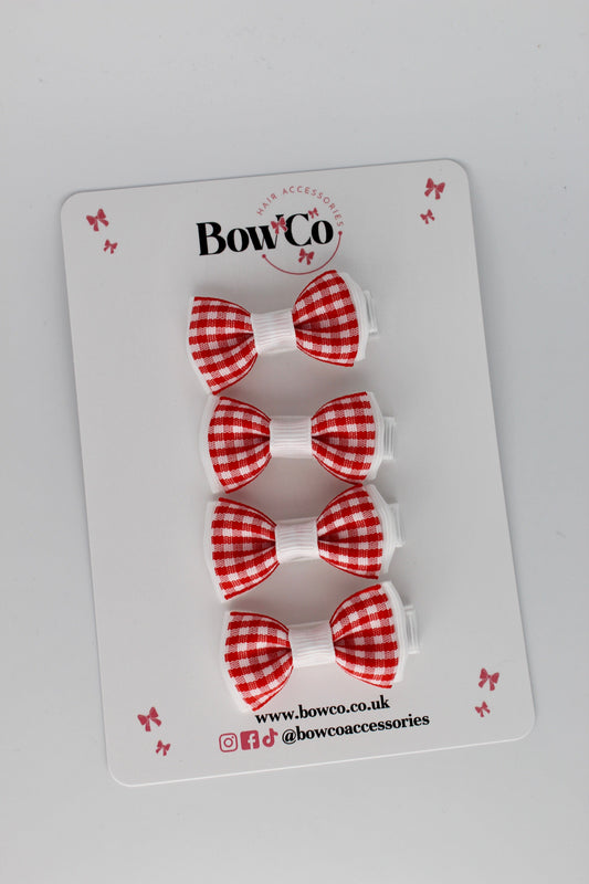 Set of 4 Red Gingham Clips