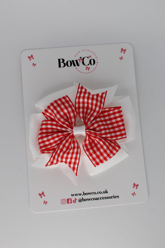 Pinwheel Bow Red Gingham Clip