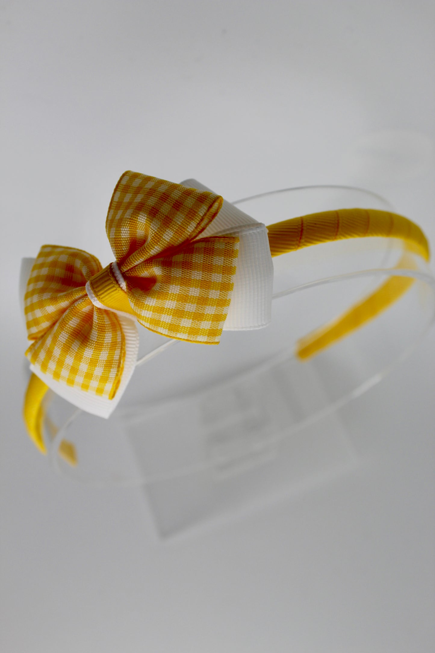 Bow Hair Band - Yellow Gingham