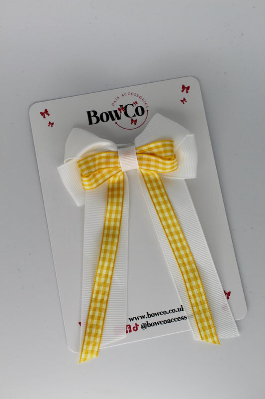 3.5 Inch Loop Bow Clip - Yellow Gingham