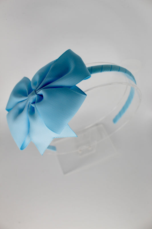 Pinwheel Bow Hairband - Pastel Blue