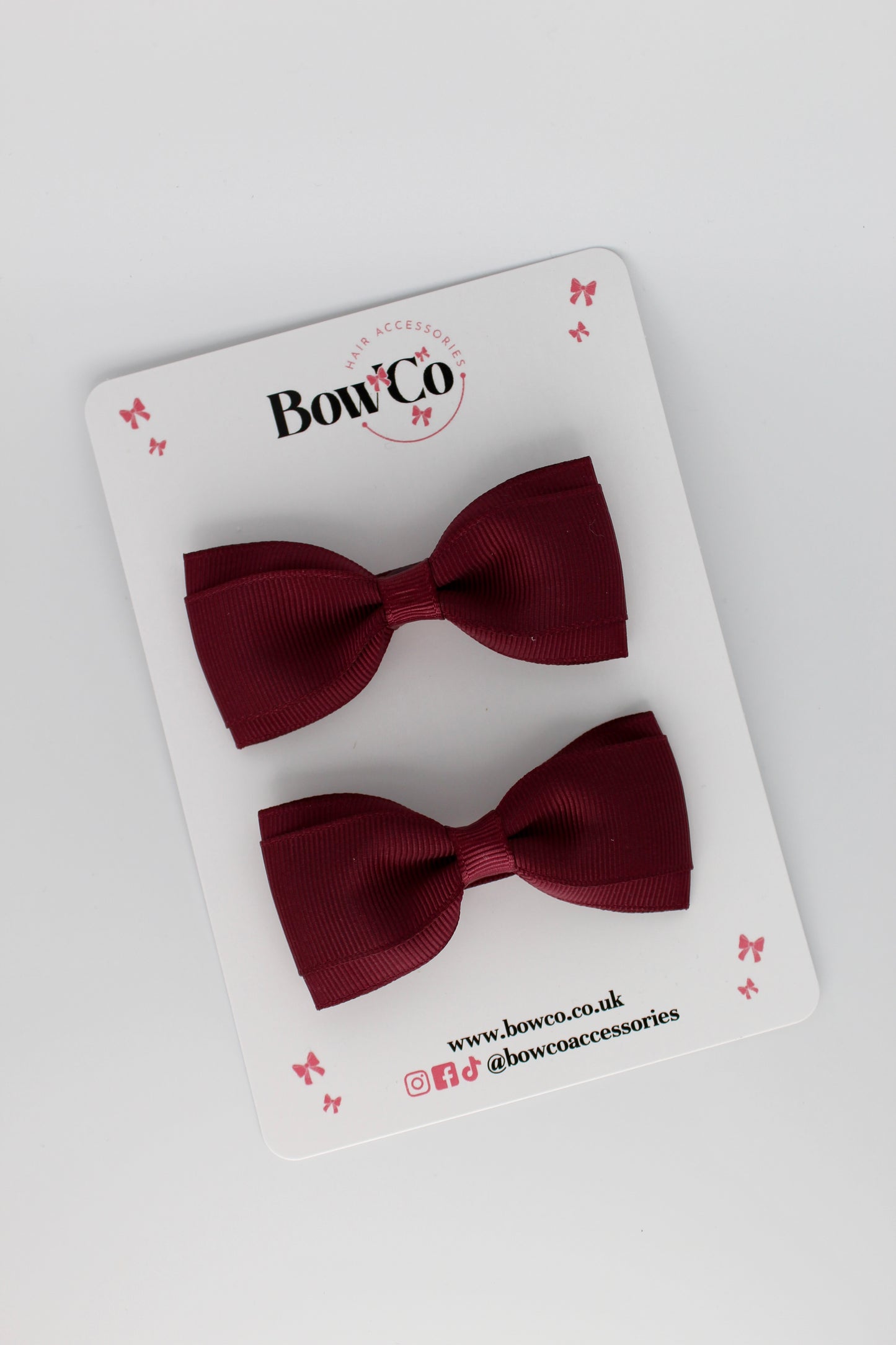 Burgundy - Tuxedo Bow Set - Clip