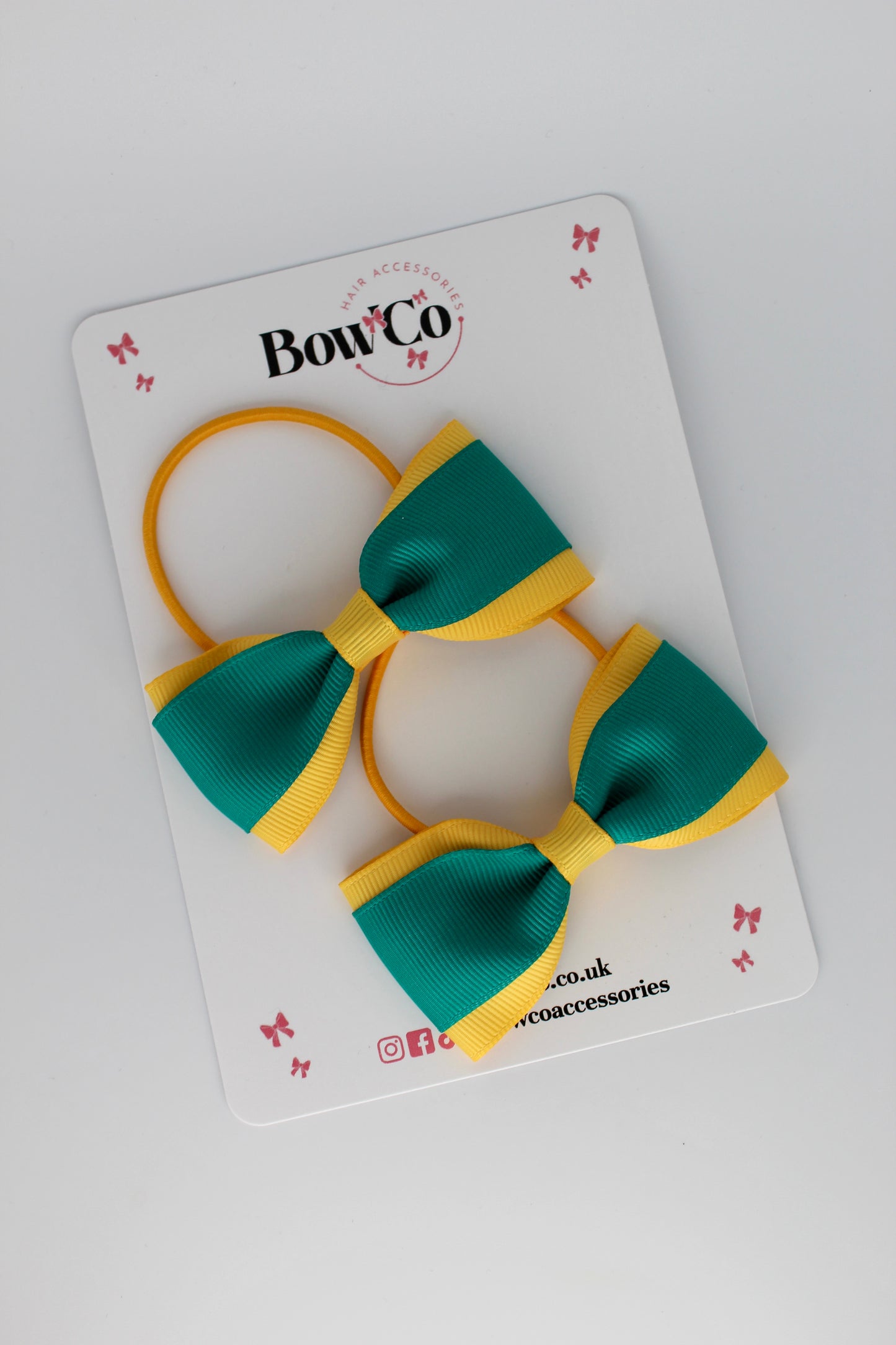 Jade Green and Yellow Gold - Tuxedo Bow Set - Elastic
