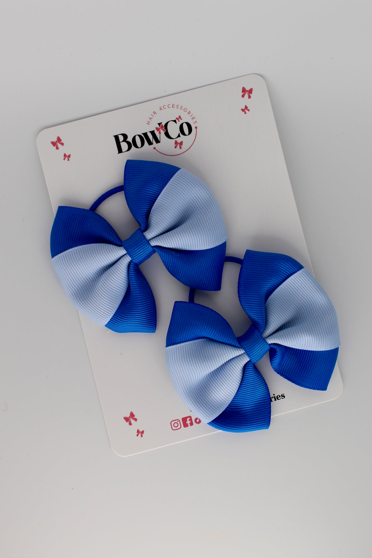 Royal Blue and Bluebell - Round Tuxedo Bow Set - Elastic