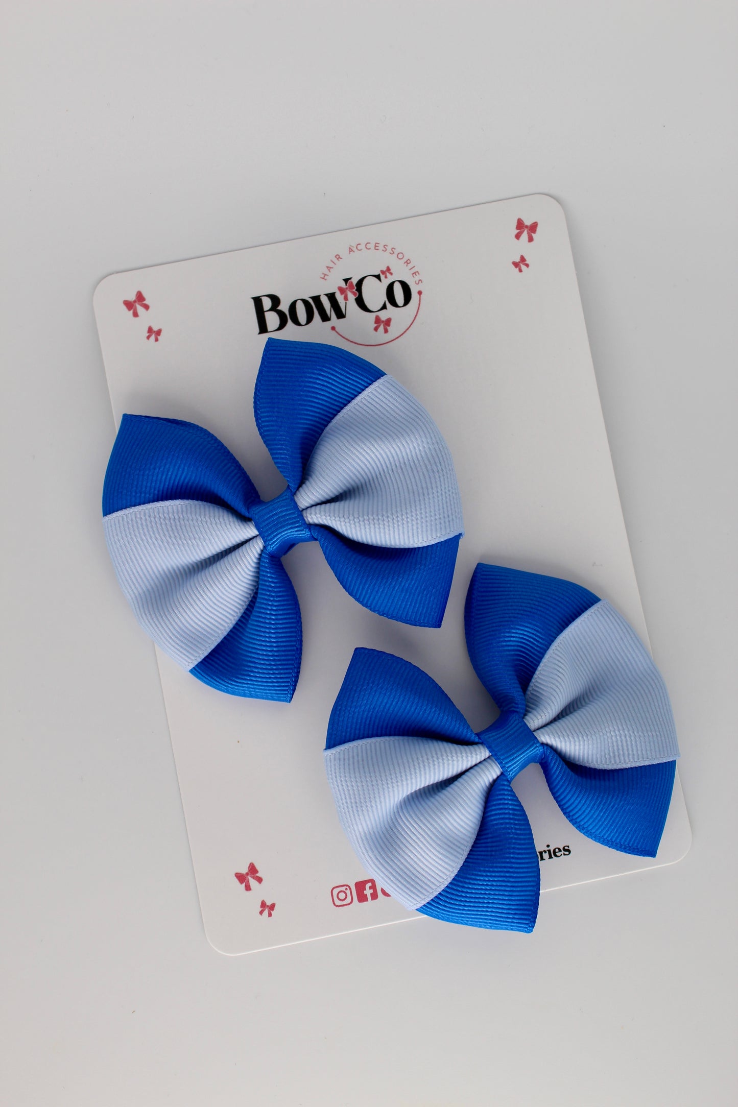 Royal Blue and Bluebell - Round Tuxedo Bow Set - Clip