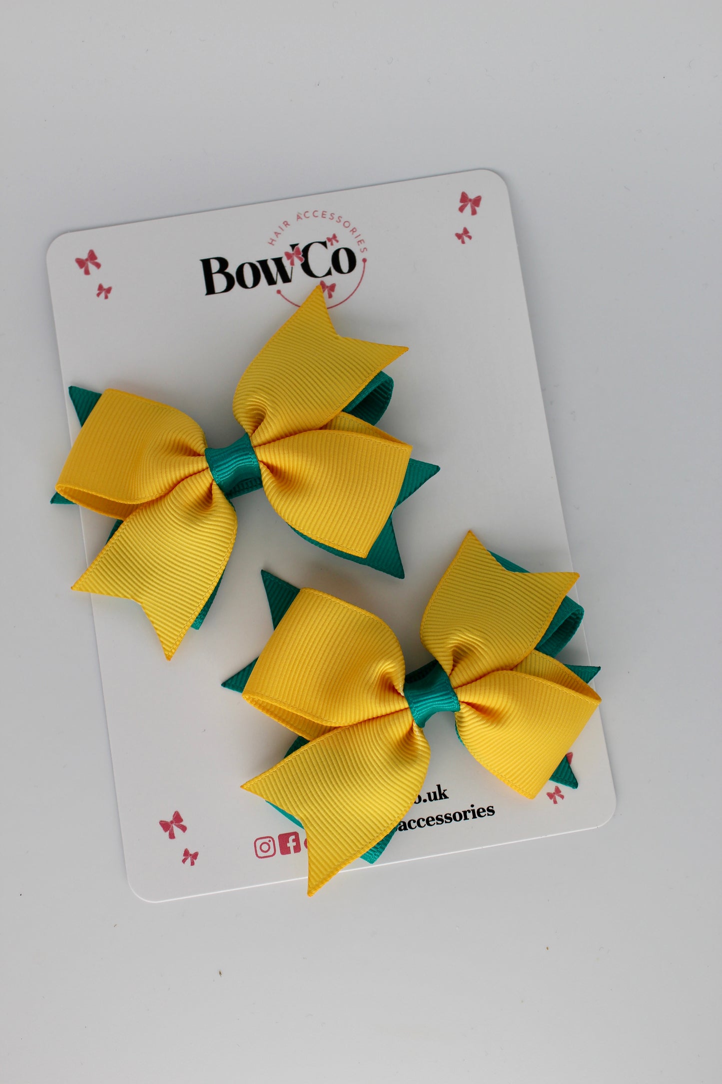 Jade Green and Yellow Gold - Layer Tail Bow Set - Clip