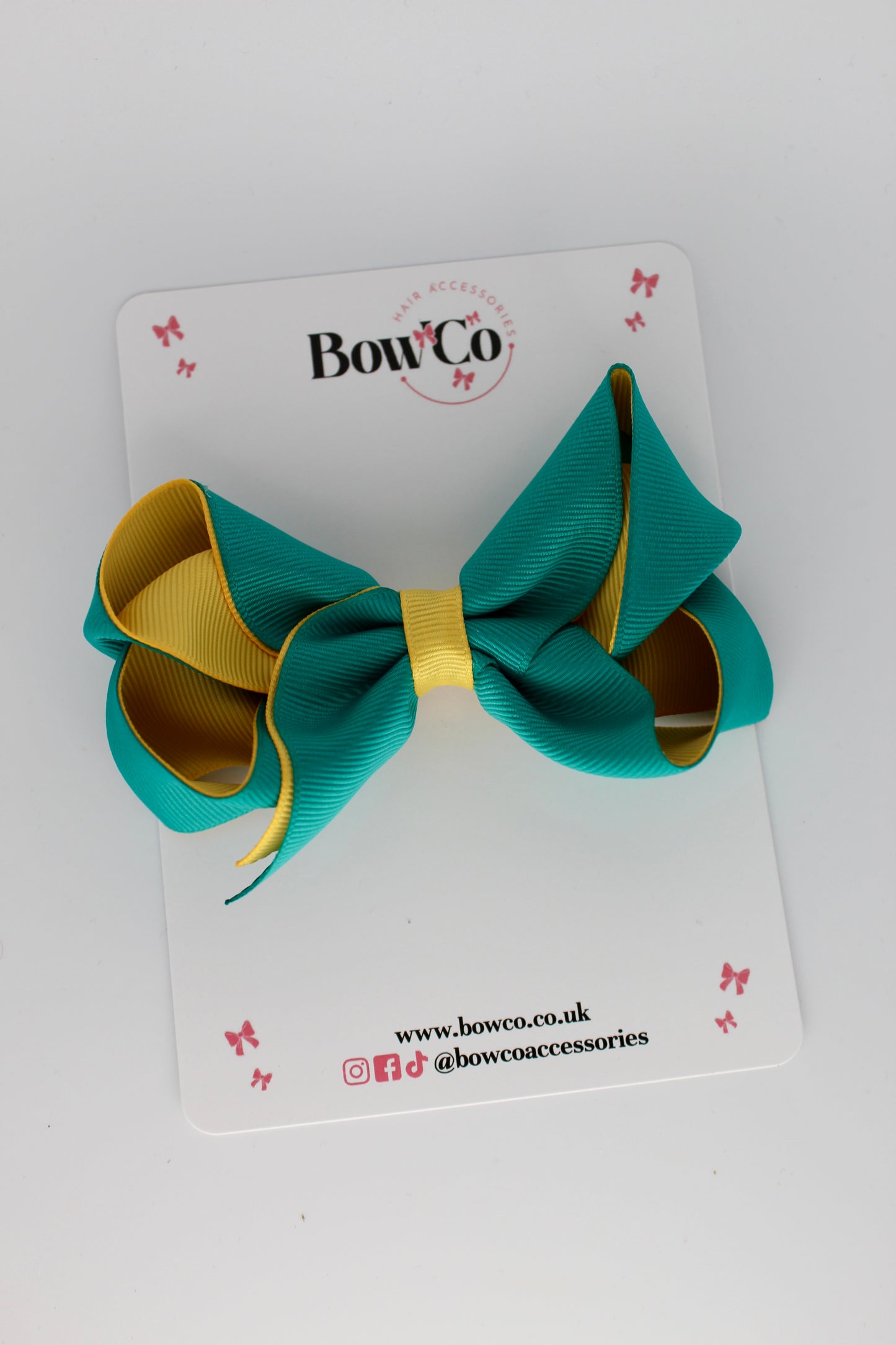 Loop Bow - Clip - Jade Green and Yellow Gold